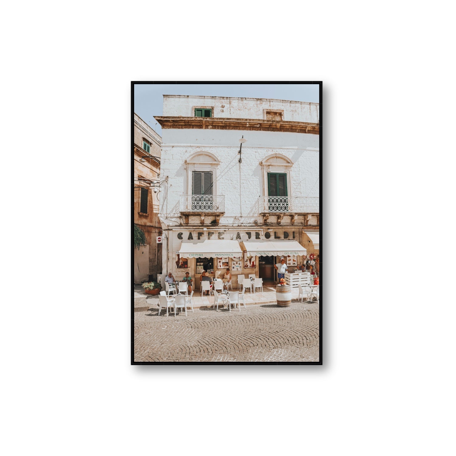 L'Ora di Pranzo Puglia L’Ora di Pranzo Italian art print Extra Large fine art canvas in black float frame