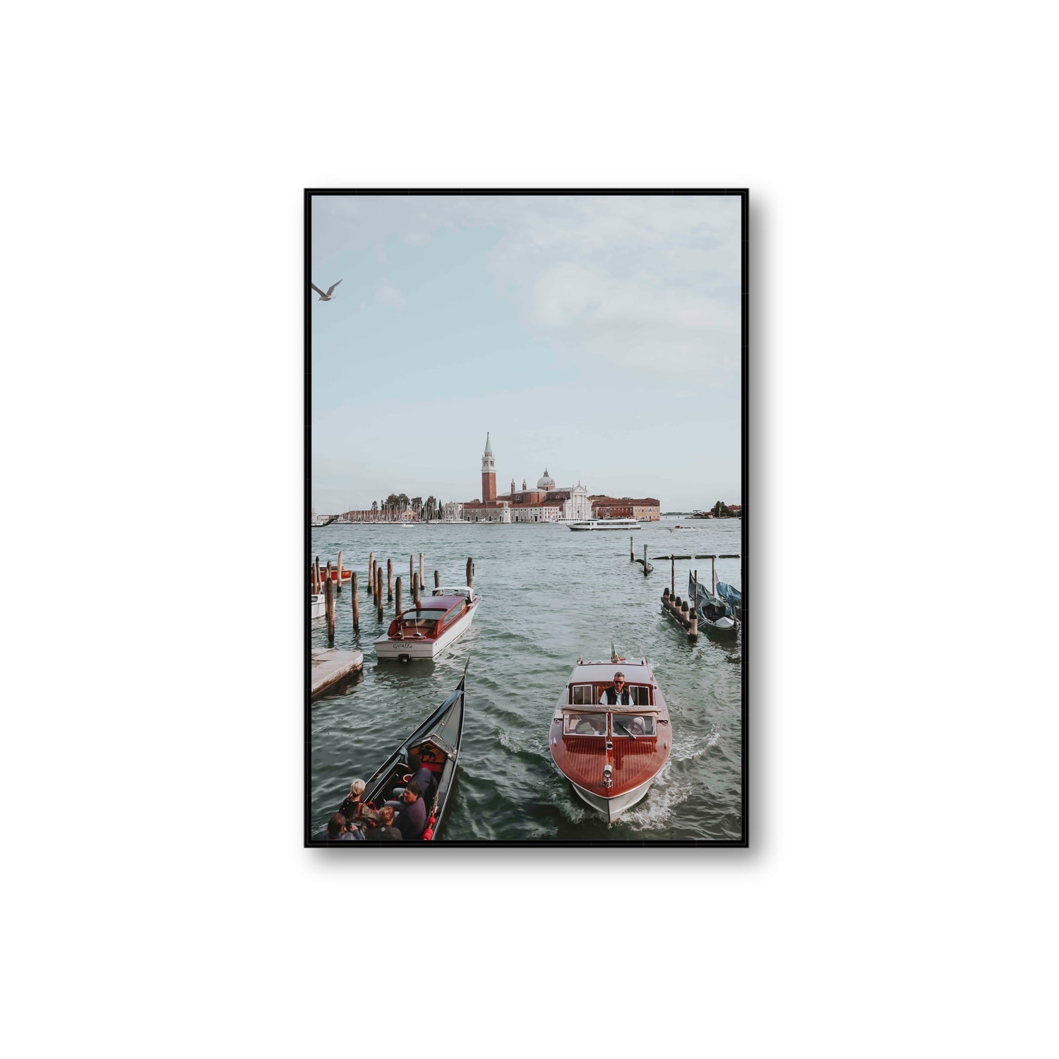 Galleggiante Venice Italian wall art Extra Large fine art canvas in black float frame