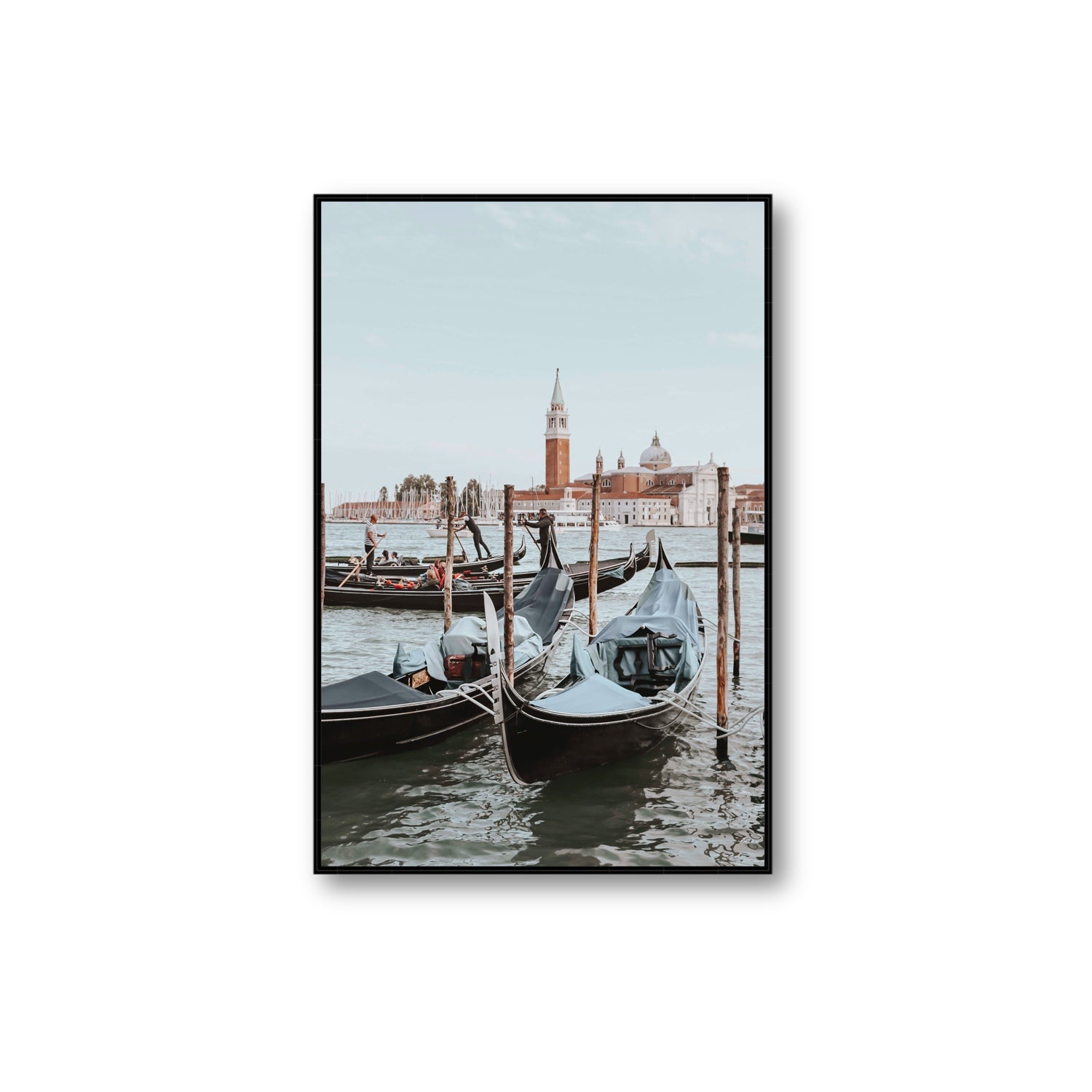 Italian Commute Venice Italian Mediterranean decor wall art Extra Large fine art canvas in black float frame