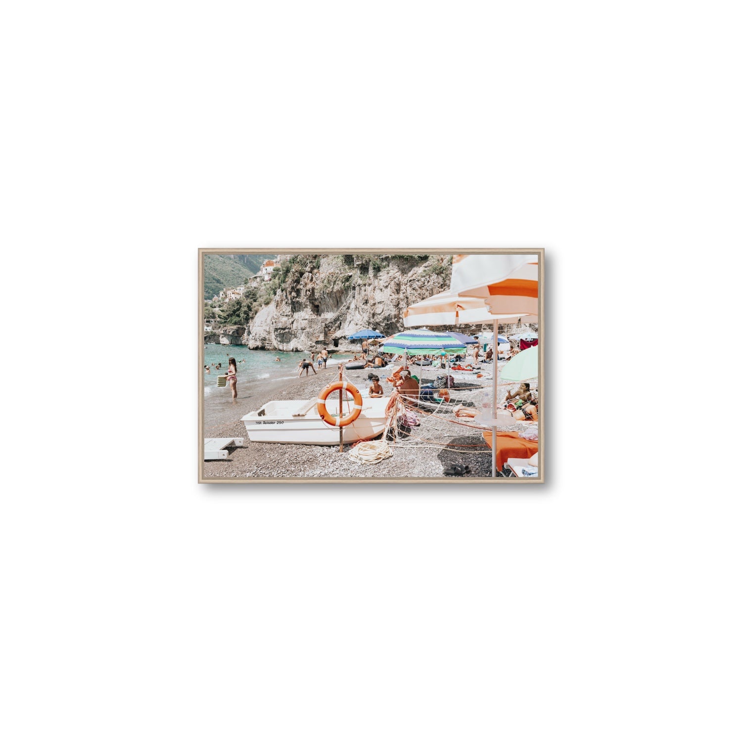 Bellezza By The Bay fine art print, Positano, Italy, Medium, Natural Oak Float Frame, Fine Art Canvas