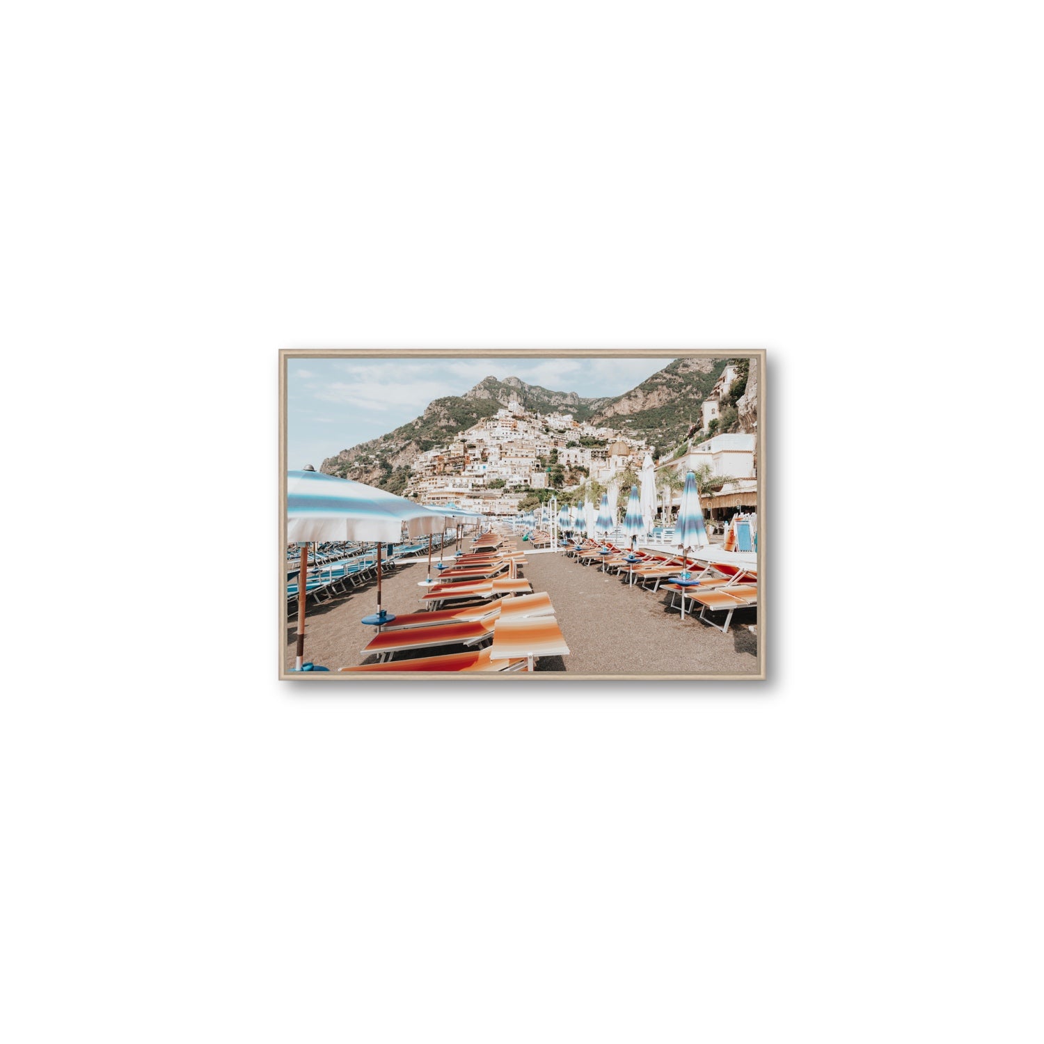 Spiaggia Grande fine art print, Positano, Italy, Medium, Natural Oak Float Frame, Fine Art Canvas