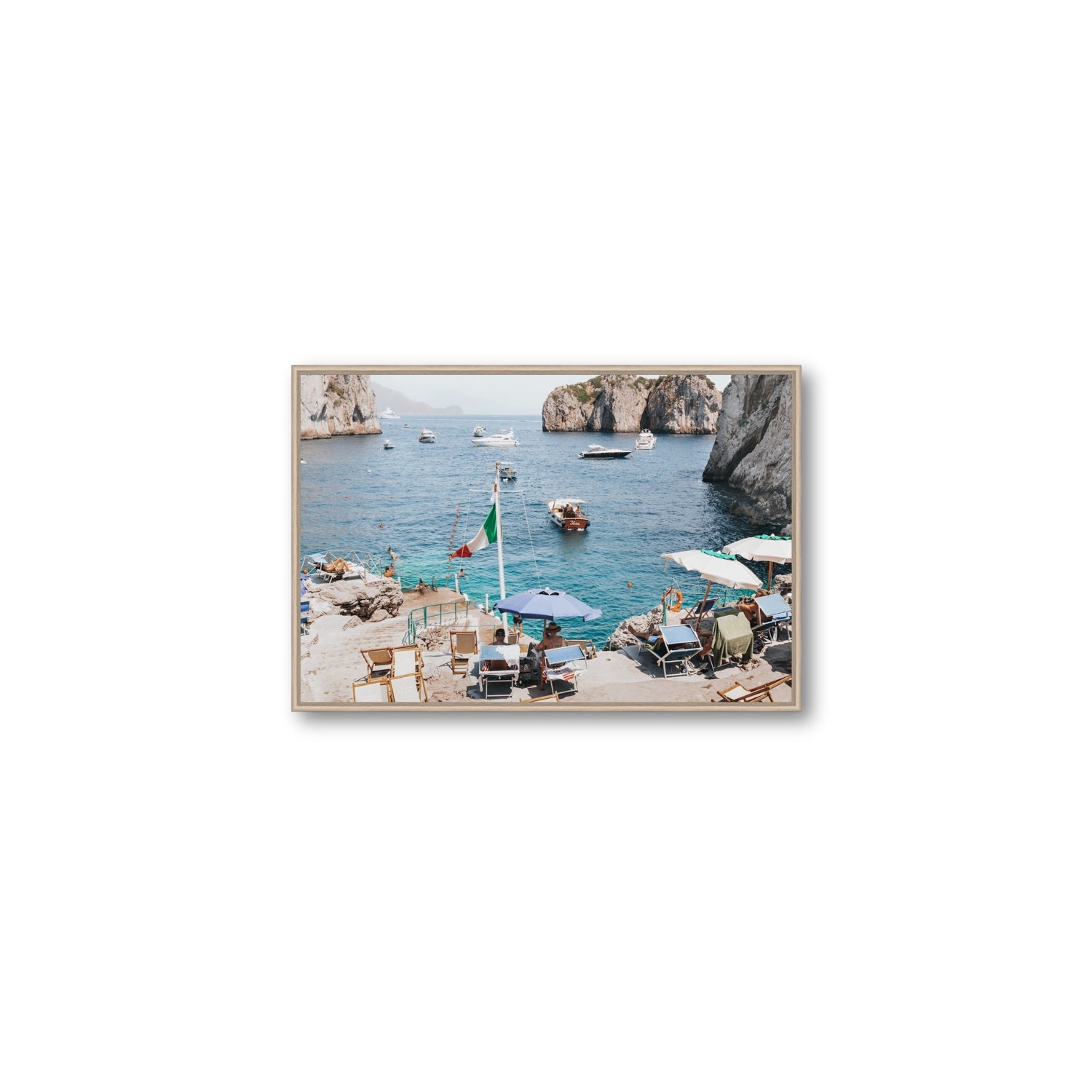 Smooth Sailing fine art print, Capri, Italy, Medium, Natural Oak Float Frame, Fine Art Canvas