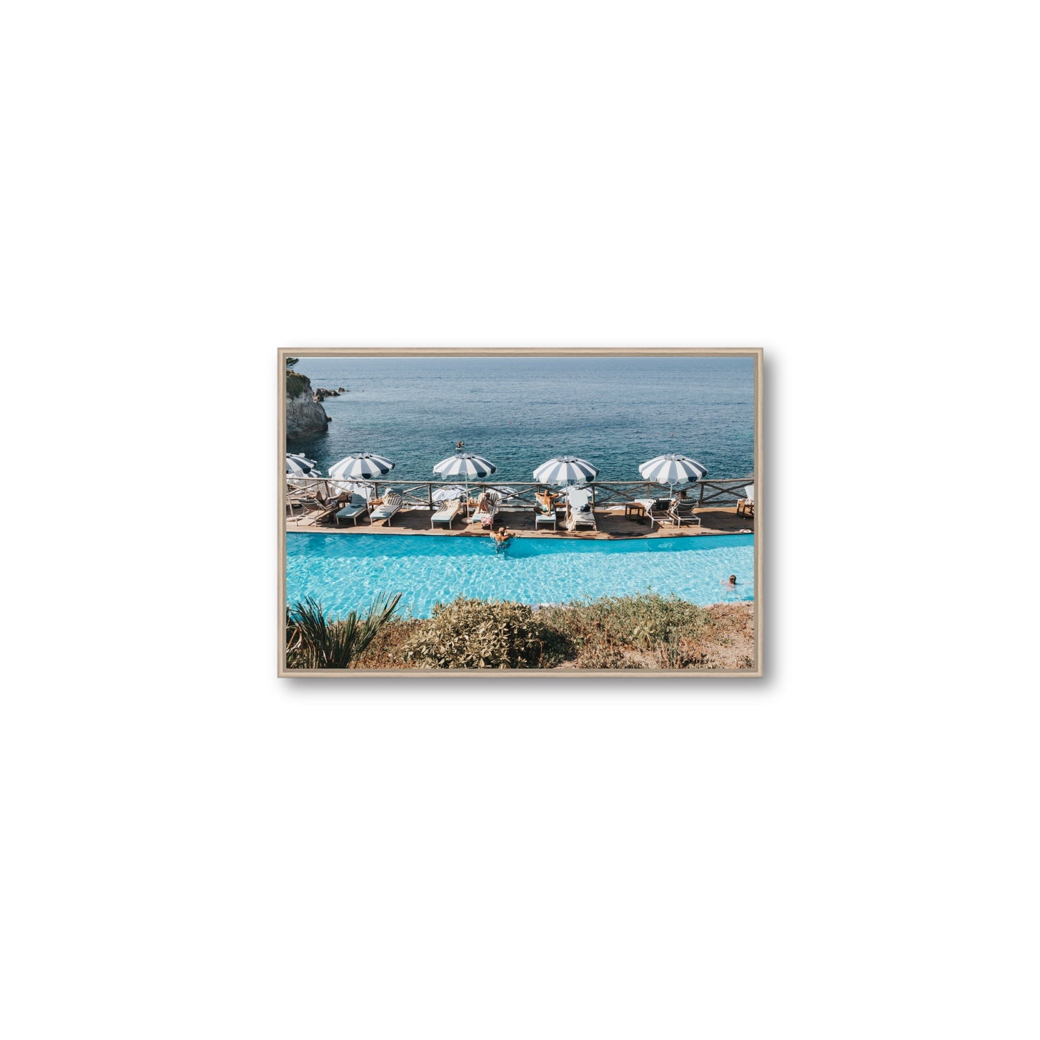 Hues Of Blues fine art print, Ischia, Italy, Medium, Natural Oak Float Frame, Fine Art Canvas