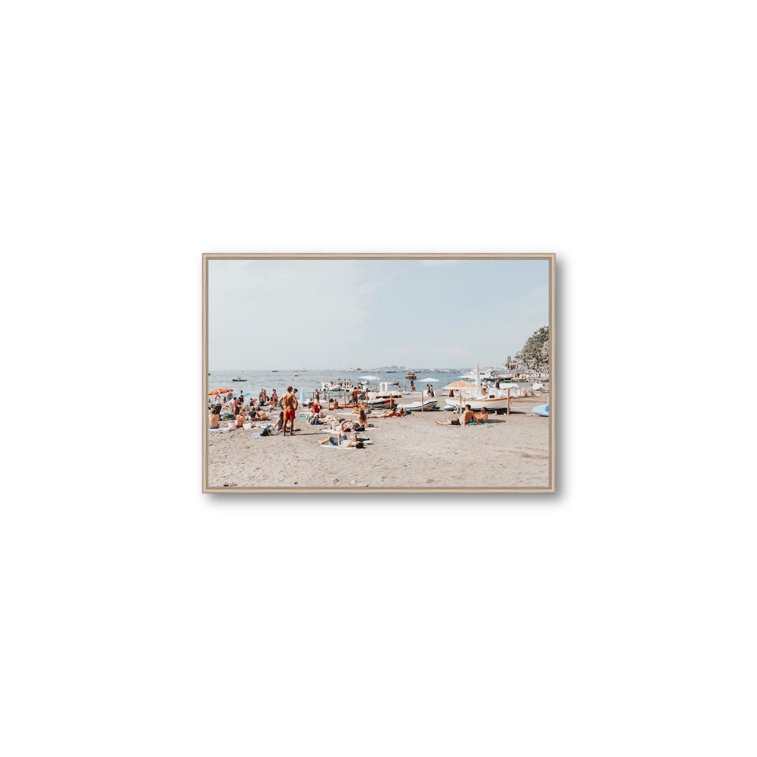 Beachy Vibes fine art print, Positano, Italy, Medium, Natural Oak Float Frame, Fine Art Canvas