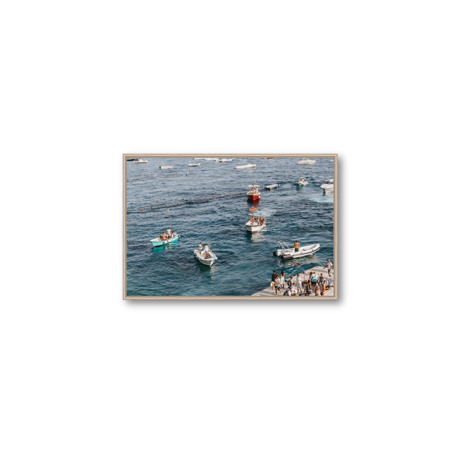 Nautical Parade Positano wall art Medium fine art canvas in natural oak float frame