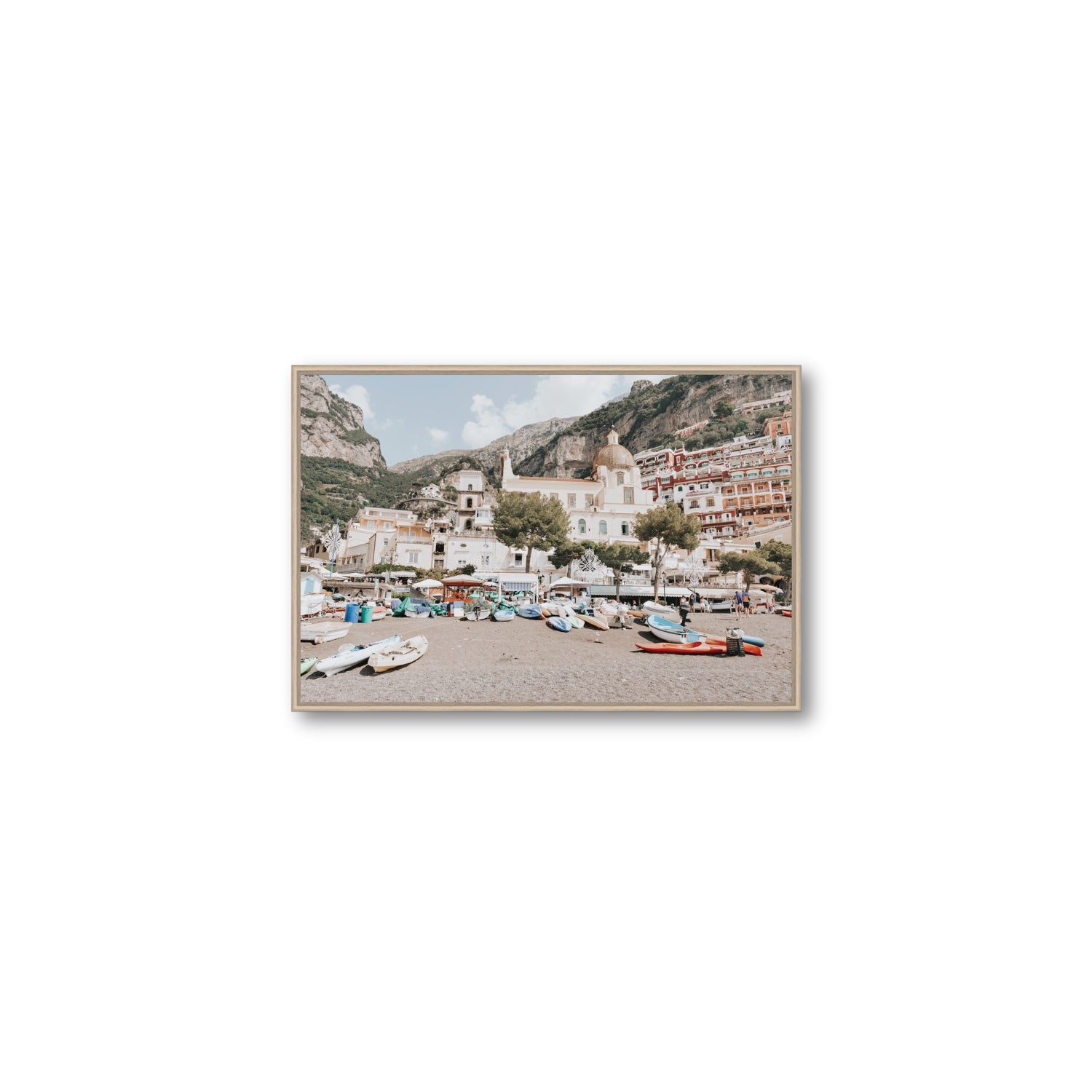 Pastel Paradise fine art print, Positano, Italy, Medium, Natural Oak Float Frame, Fine Art Canvas