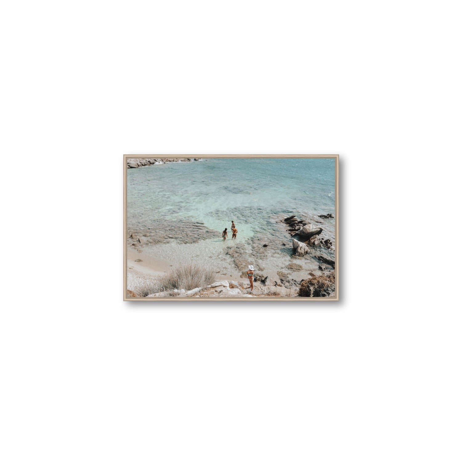 Easy On The Eyes Mykonos Greek island wall art Medium fine art canvas in natural oak float frame