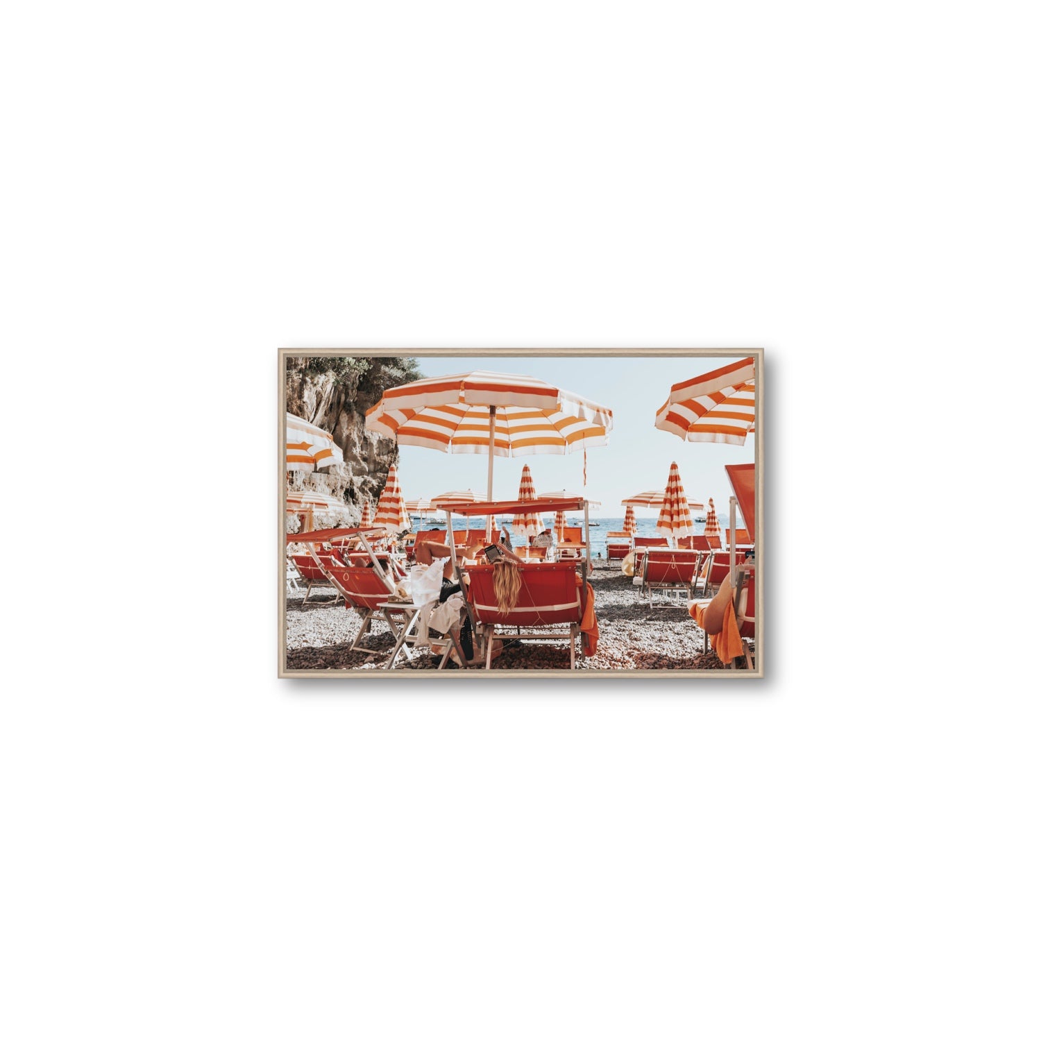 Digital Dreamer fine art print, Positano, Italy, Medium, Natural Oak Float Frame, Fine Art Canvas