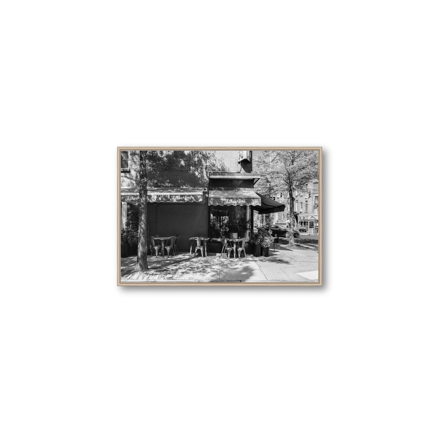 Arthur's Corner New York NYC Restaurant wall art Medium fine art canvas in natural oak float frame