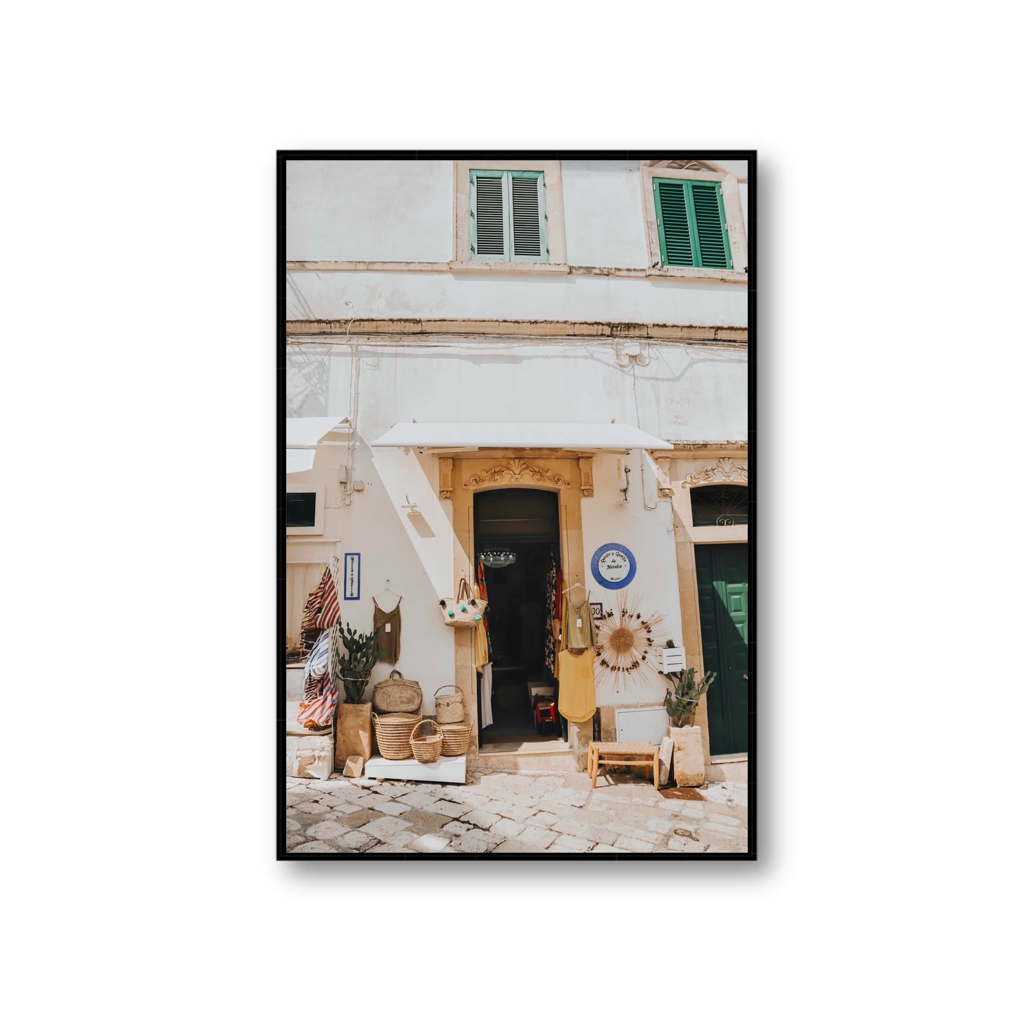 Artisan Ambience Puglia Italian wall art Giant fine art canvas in black float frame
