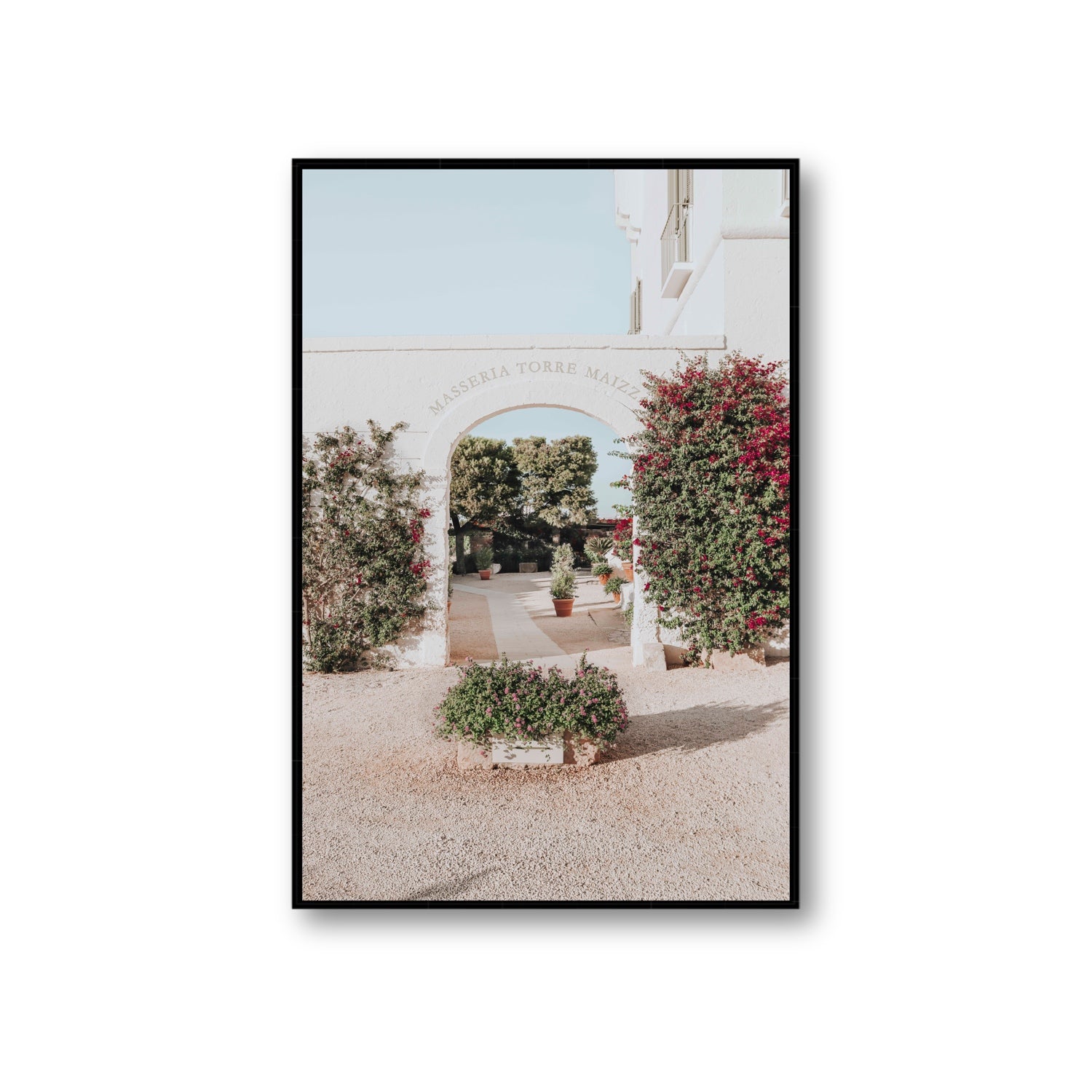 Torre Maizza Puglia Italian wall art Giant fine art canvas in black float frame