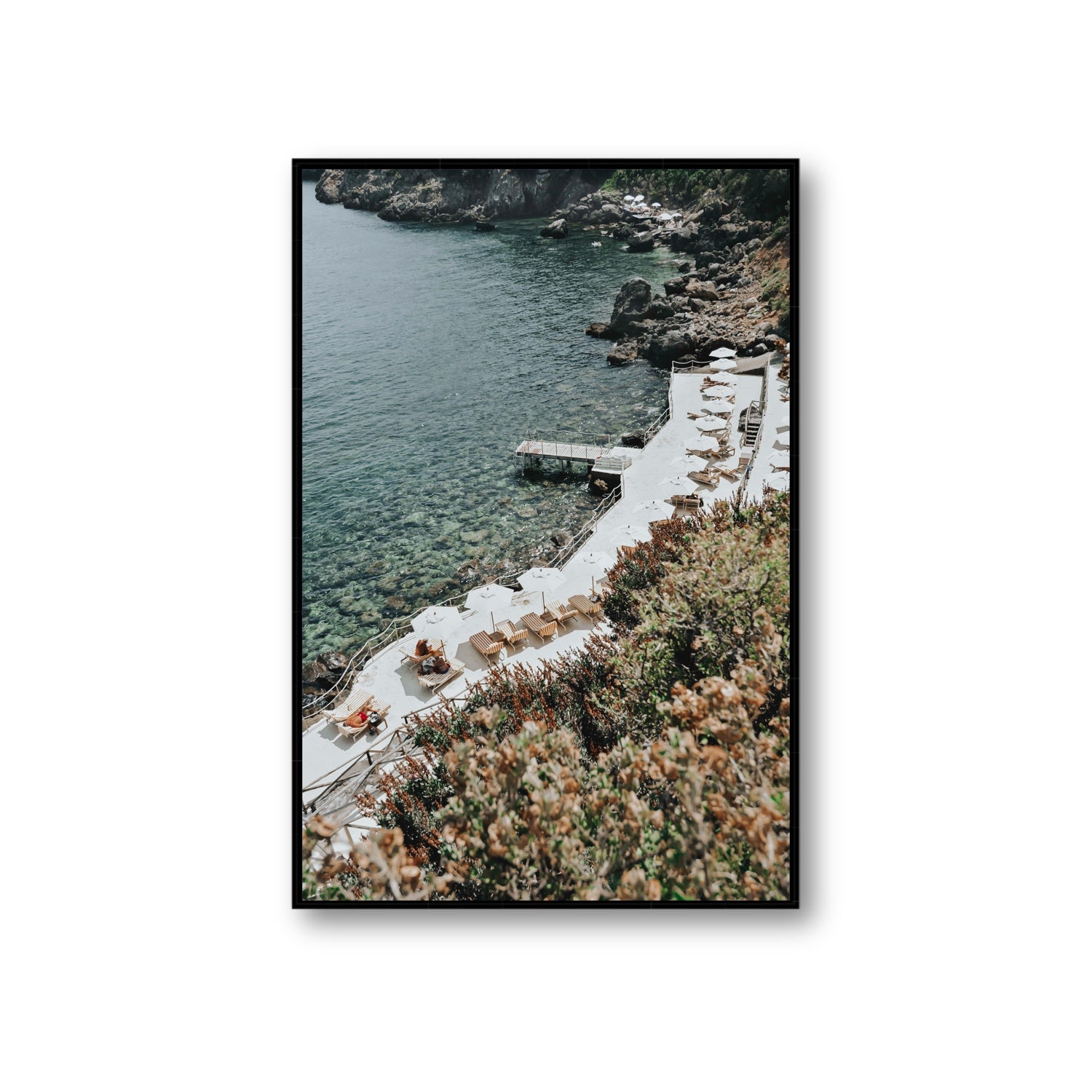 Go Beyond The Postcard Tuscany coastal wall art Giant fine art canvas in black float frame