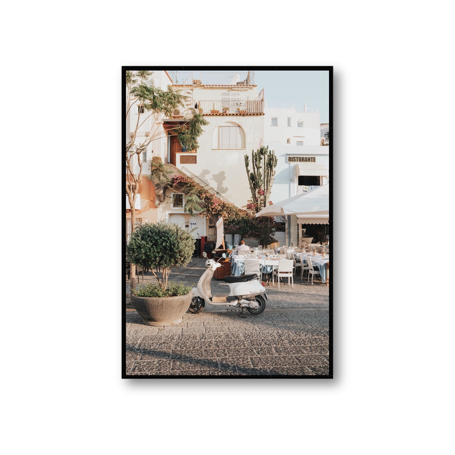 Ristorante Ischia Italian Mediterranean decor wall art Giant fine art canvas in black float frame