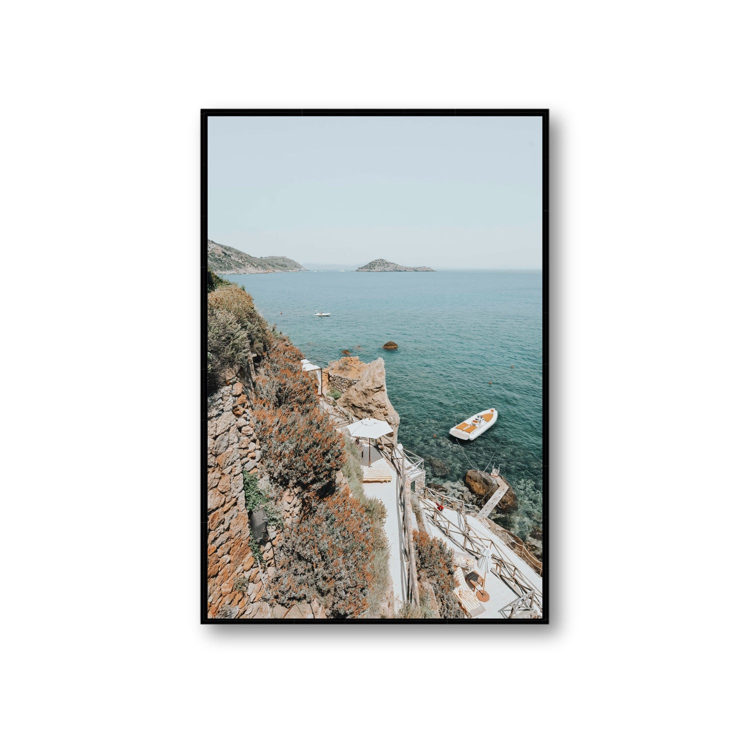 Front Row Seat Tuscany coastal wall art Giant fine art canvas in black float frame