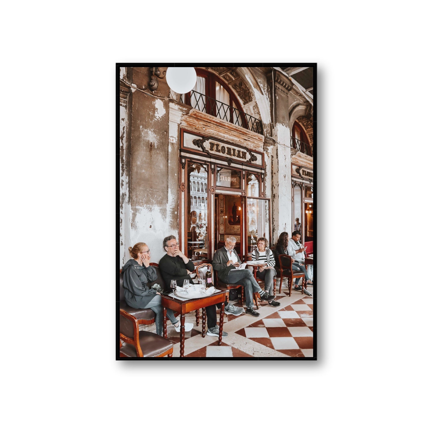 Tea Room Venice Italian wall art Giant fine art canvas in black float frame