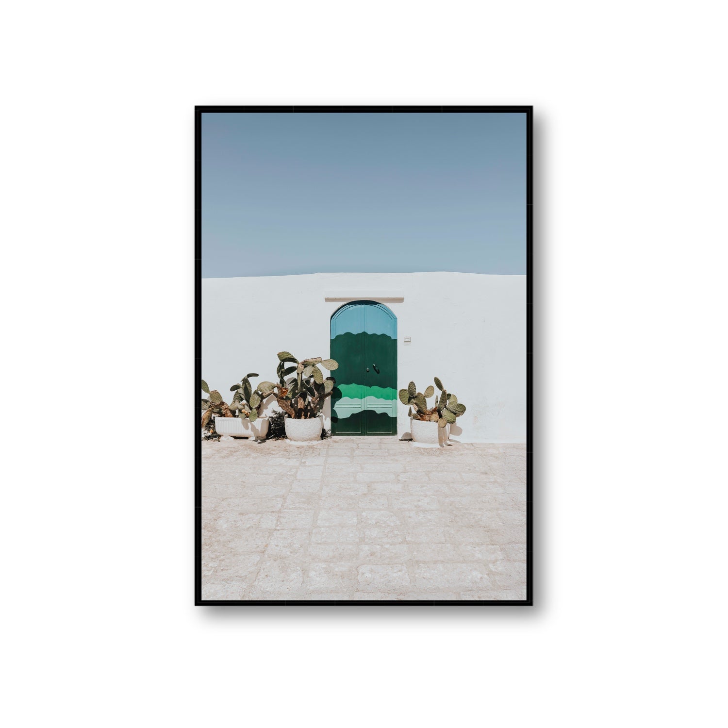 Imaginary Exit Puglia Mediterranean wall art Giant fine art canvas in black float frame