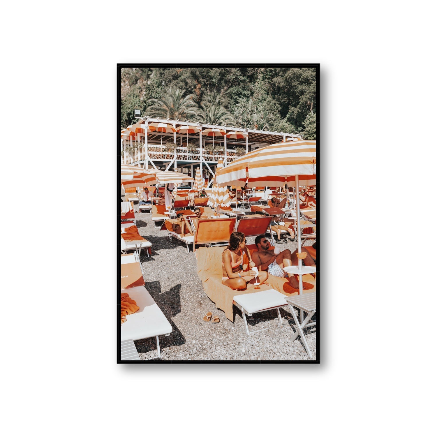 Lounging In Lido fine art print, Positano, Italy, Giant, Black Float Frame, Fine Art Canvas