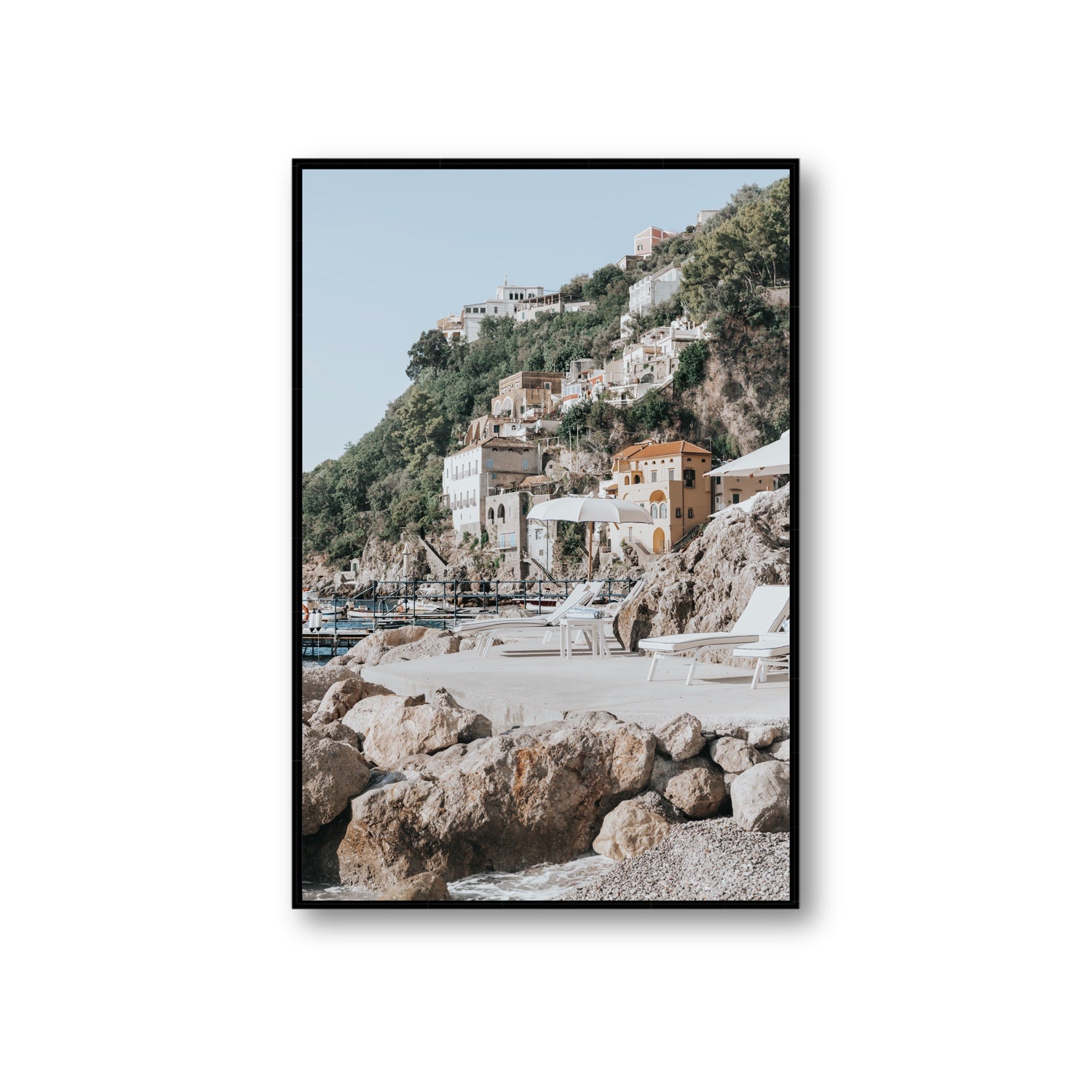 Dolce Coast Amalfi travel photography wall art giant fine art canvas in black float frame