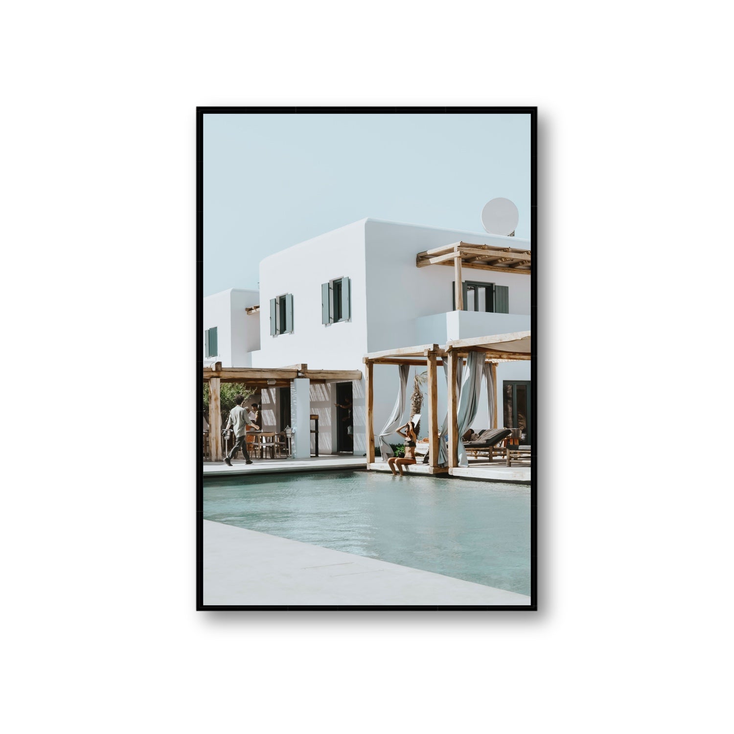 Aphrodite Mykonos Greek island wall art Giant fine art canvas in black float frame