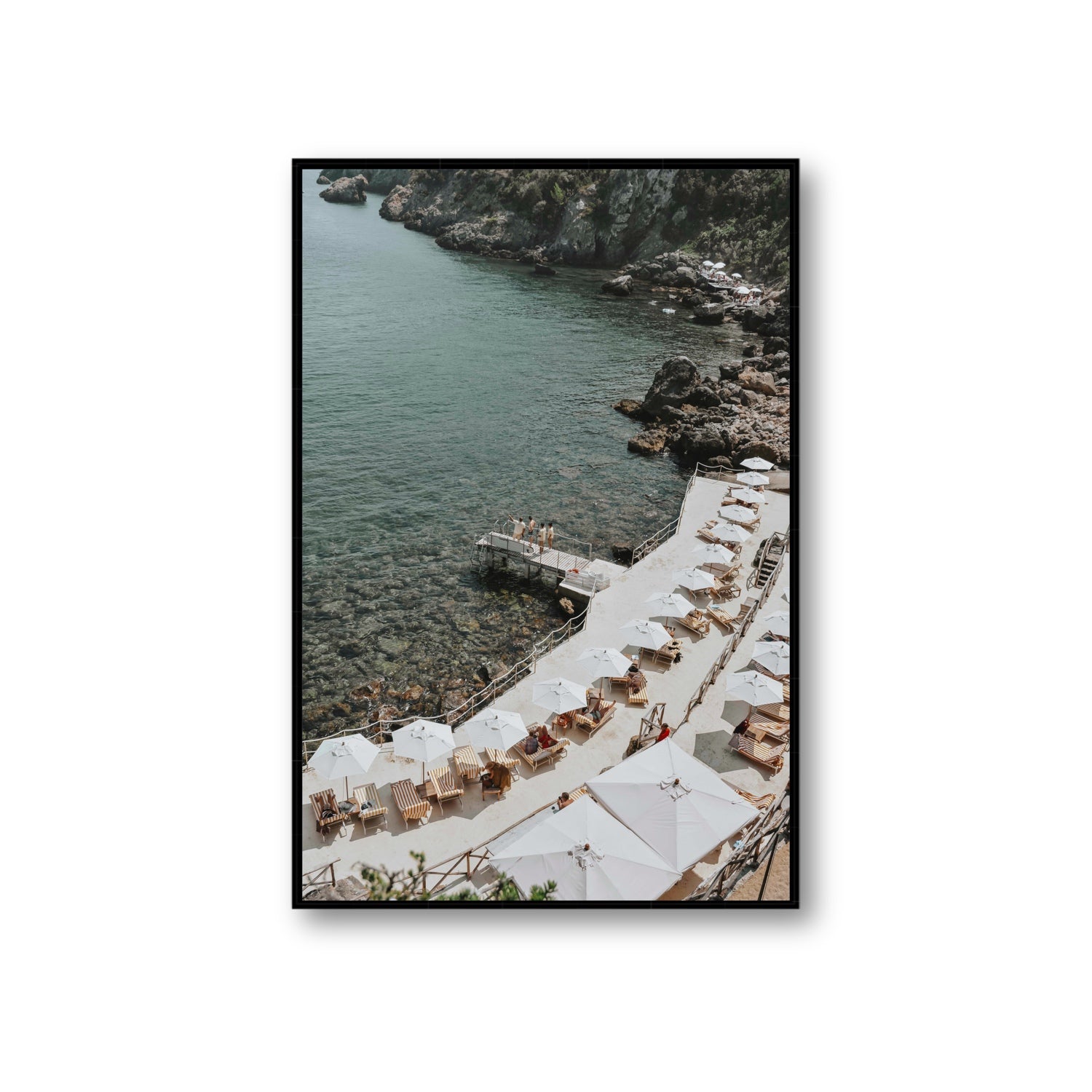 Pier Perspectives Tuscany coastal Italian wall art Giant fine art canvas in black float frame