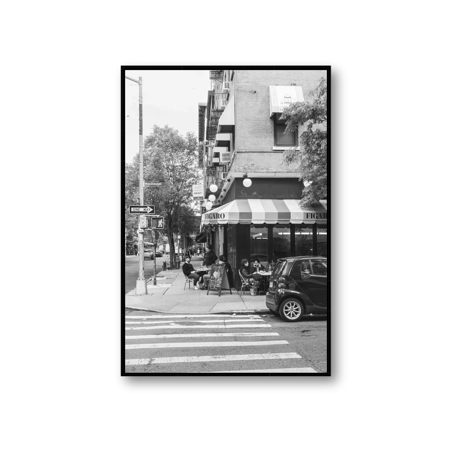Figaro New York NYC Black & White wall art Giant fine art canvas in black float frame