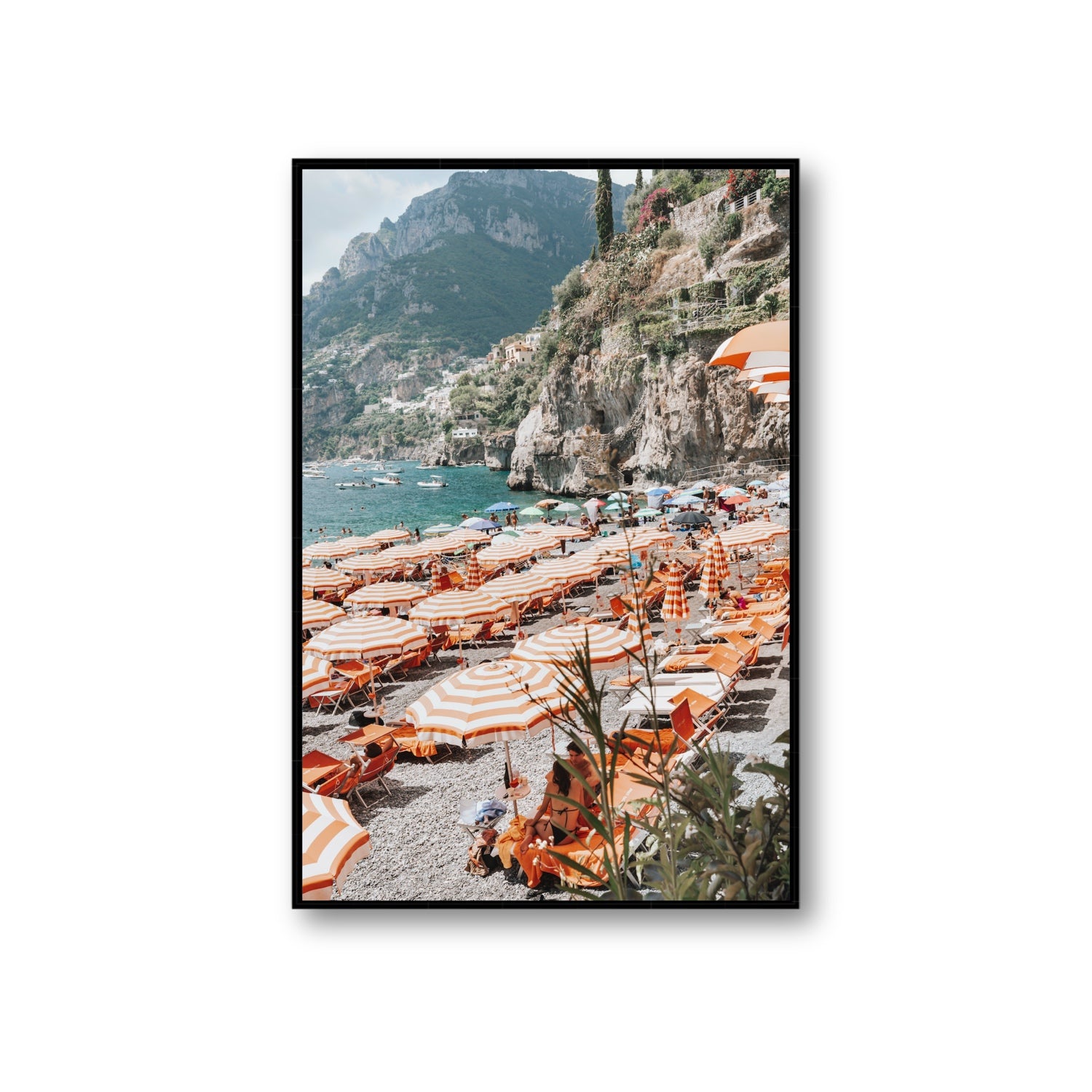 Bagni d'Arienzo Positano decor wall art Giant fine art canvas in black float frame