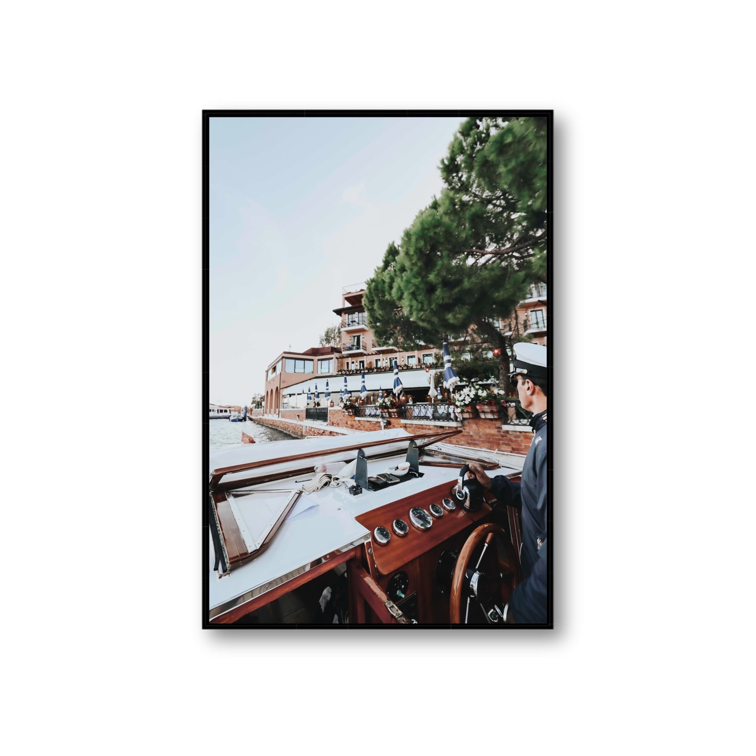 The Driver Venice Canal Italian wall art Giant fine art canvas in black float frame