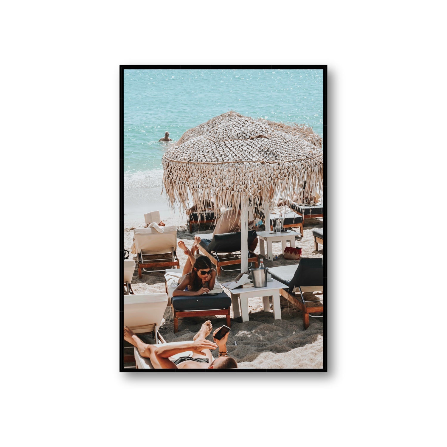 In The Zone Mykonos Greek island wall art Giant fine art canvas in black float frame