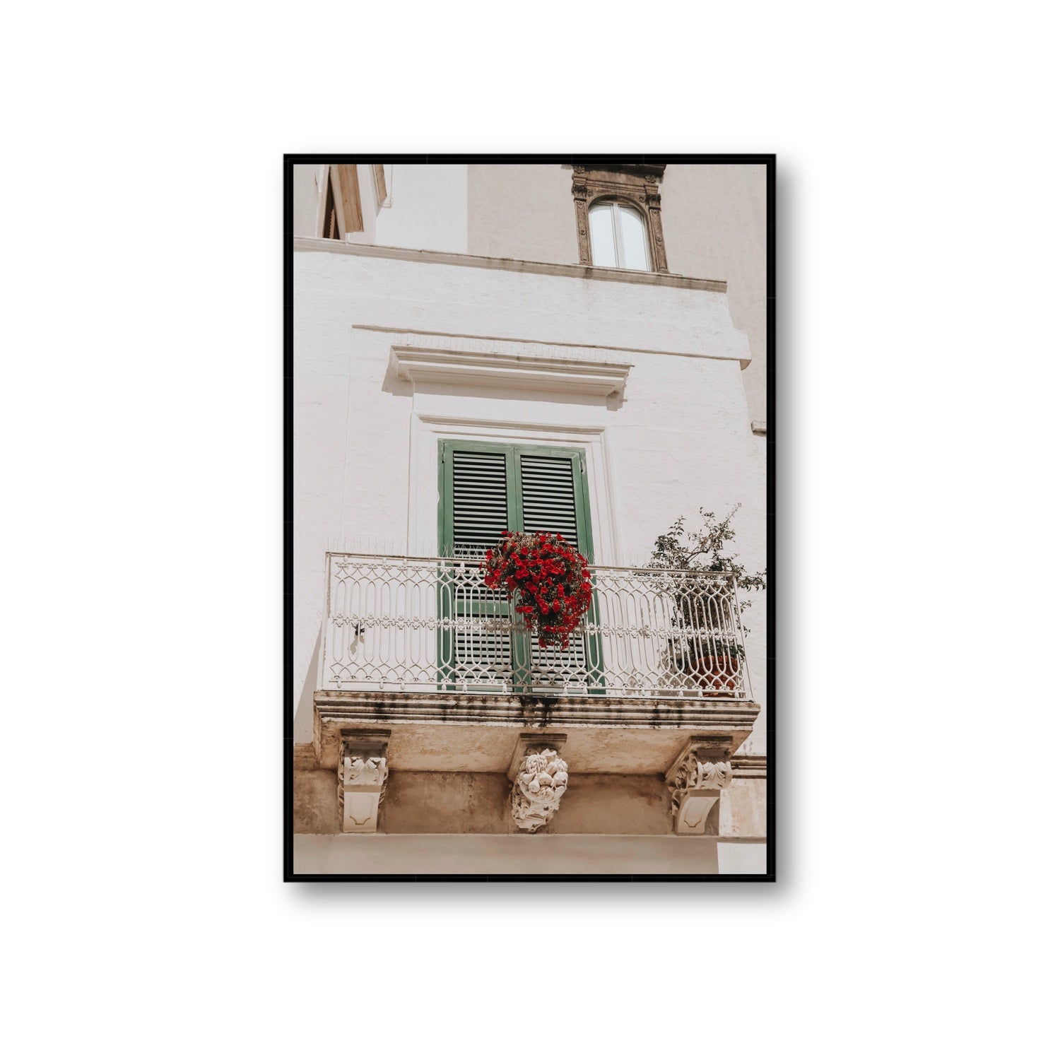 Balcone Estivo Puglia Italian wall art Giant fine art canvas in black float frame