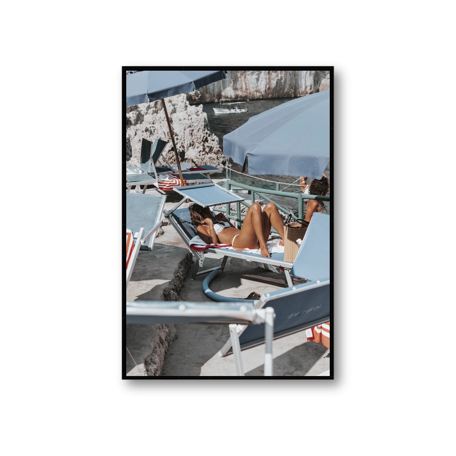 Beach Babe fine art print, Capri, Italy, Giant, Black Float Frame, Fine Art Canvas