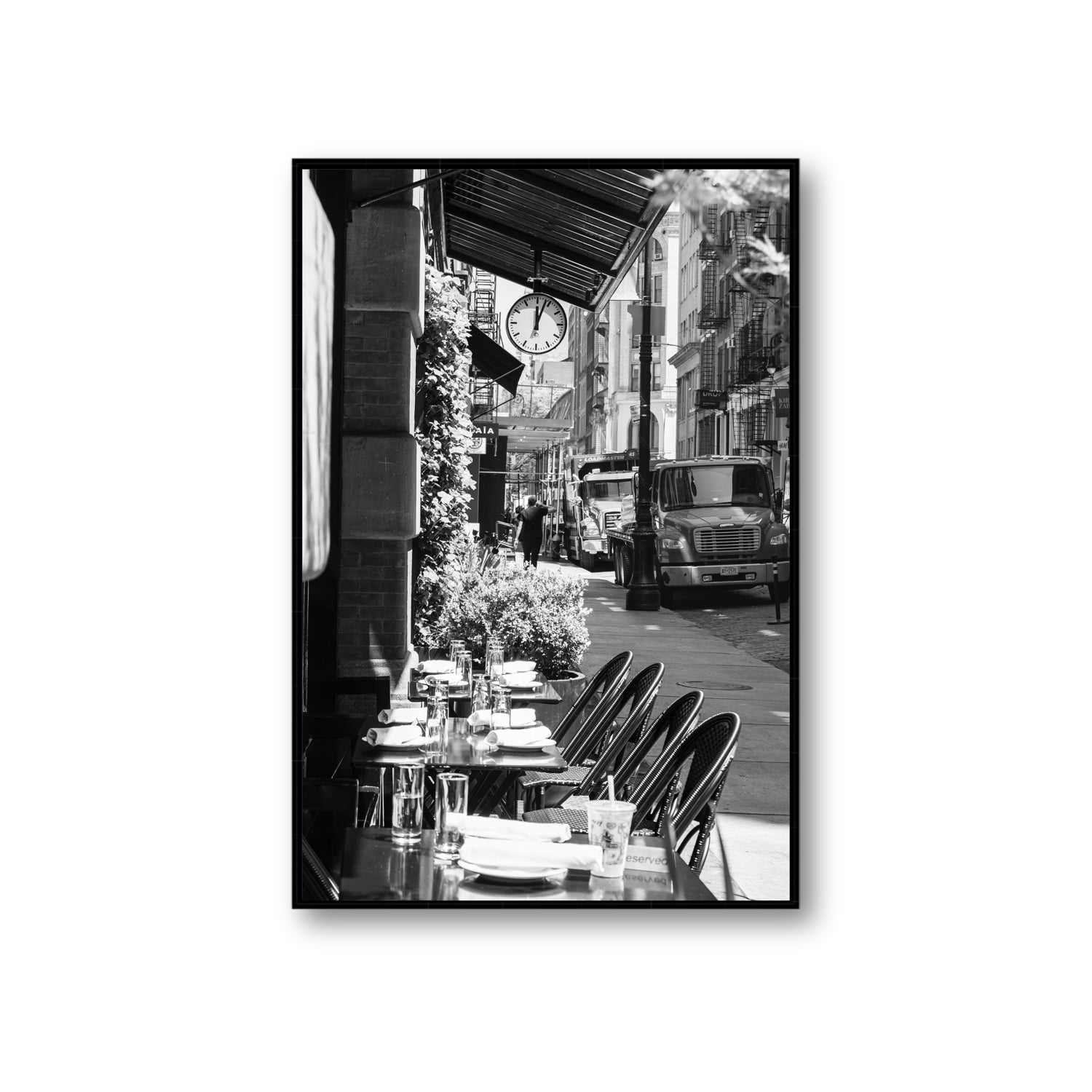 Mercer Street New York NYC Black & White wall art Giant fine art canvas in black float frame