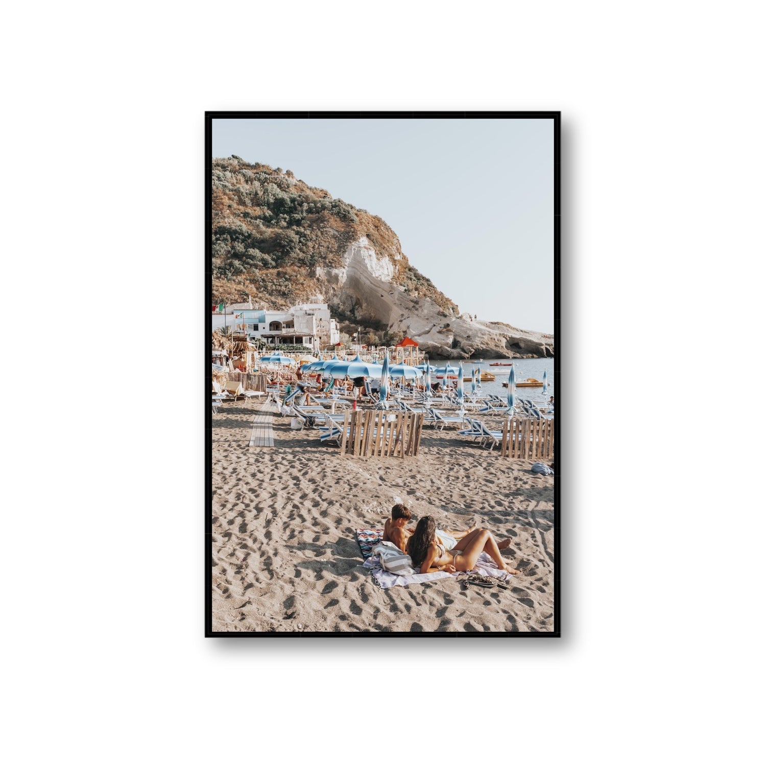 Beach Buddies fine art print, Ischia, Italy, Giant, Black Float Frame, Fine Art Canvas