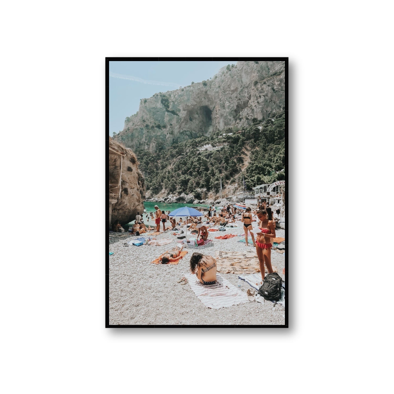 Marina Piccola Capri Mediterranean wall art Giant fine art canvas in black float frame