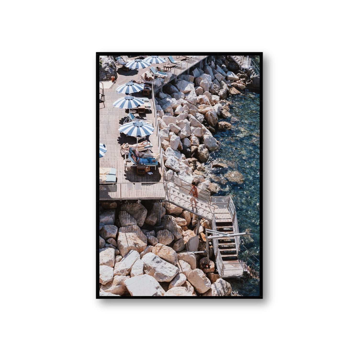 Life On The Shore fine art print, Ischia, Italy, Giant, Black Float Frame, Fine Art Canvas