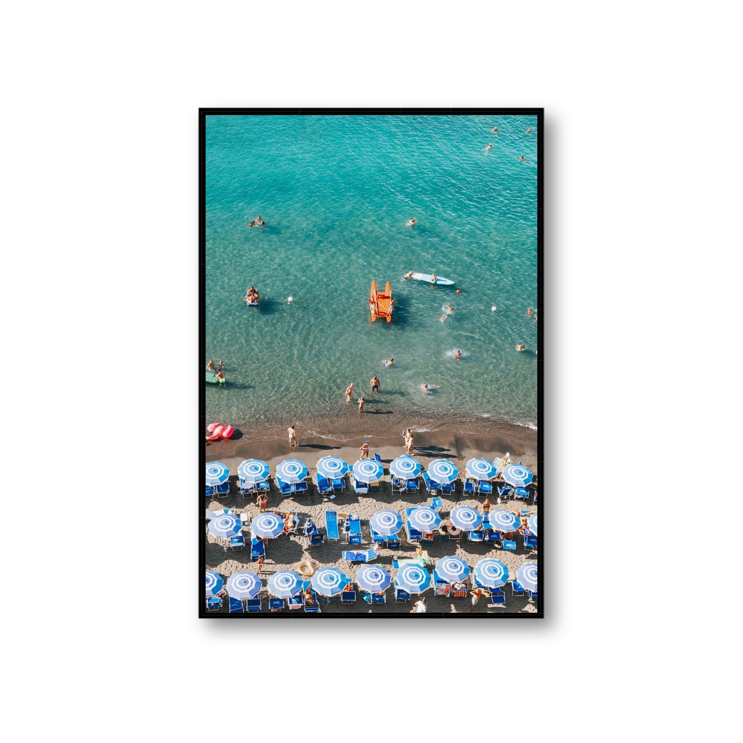 Aquamarine Oasis Sorrento Italian coastal wall art Giant fine art canvas in black float frame