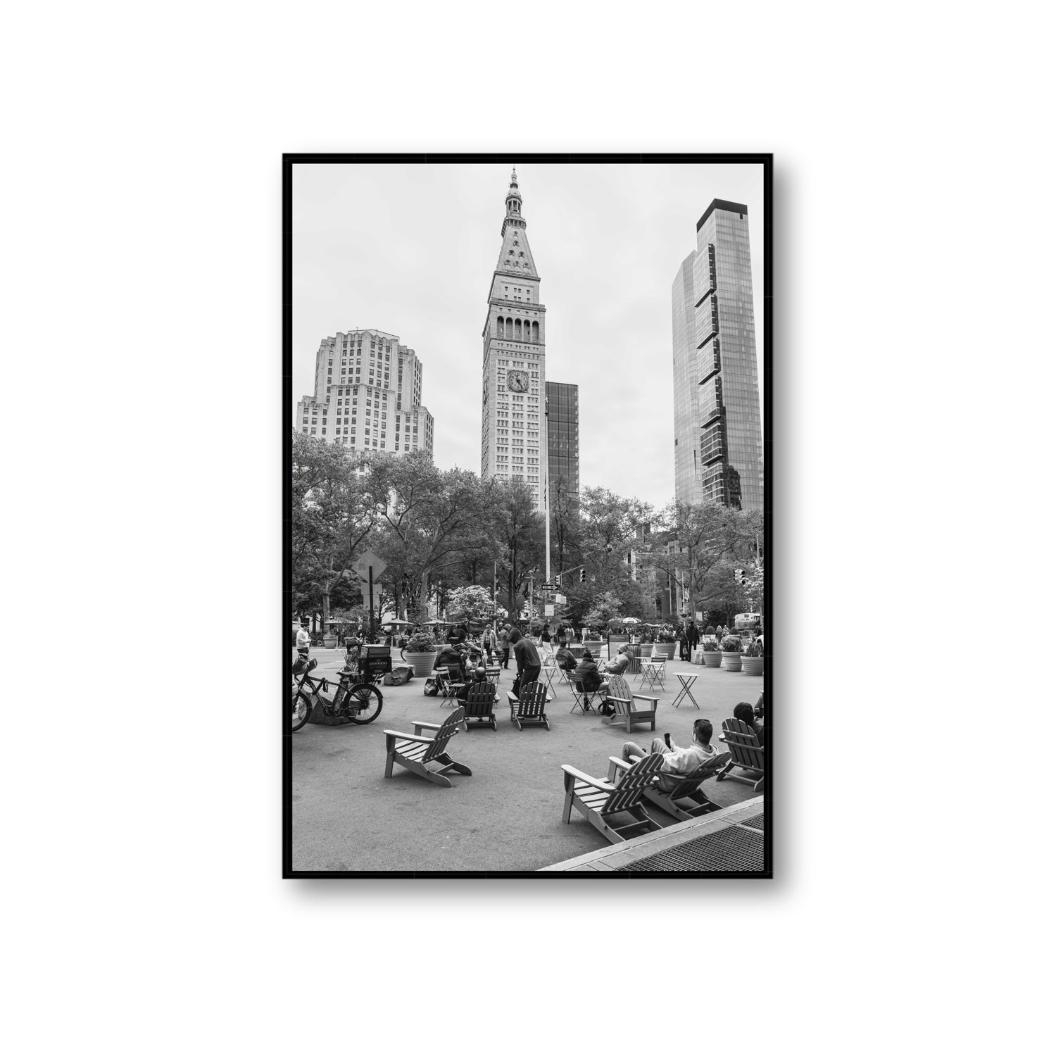 Timeless New York New York NYC Black & White wall art Giant fine art canvas in black float frame