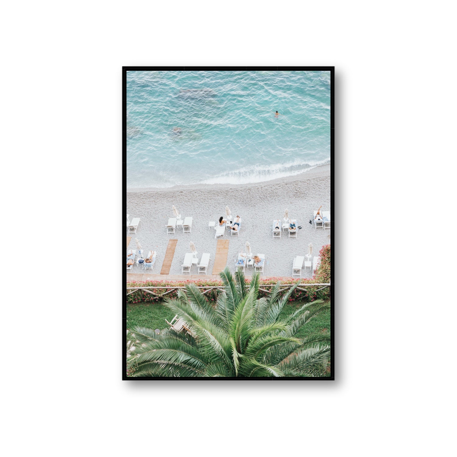 Paradiso Amalfi Mediterranean wall art Giant fine art canvas in black float frame