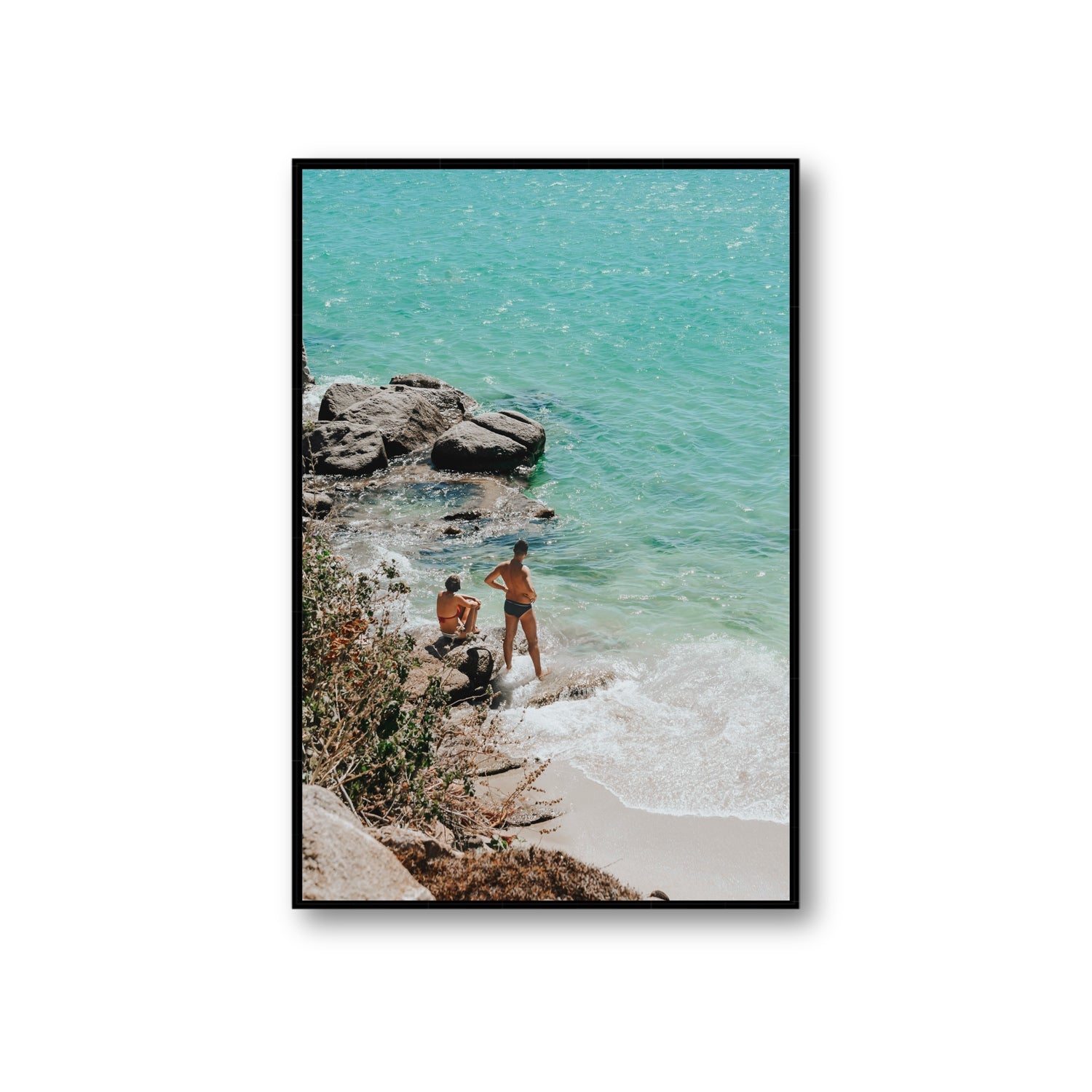 Scene Stealers Mykonos Greek island wall art Giant fine art canvas in black float frame