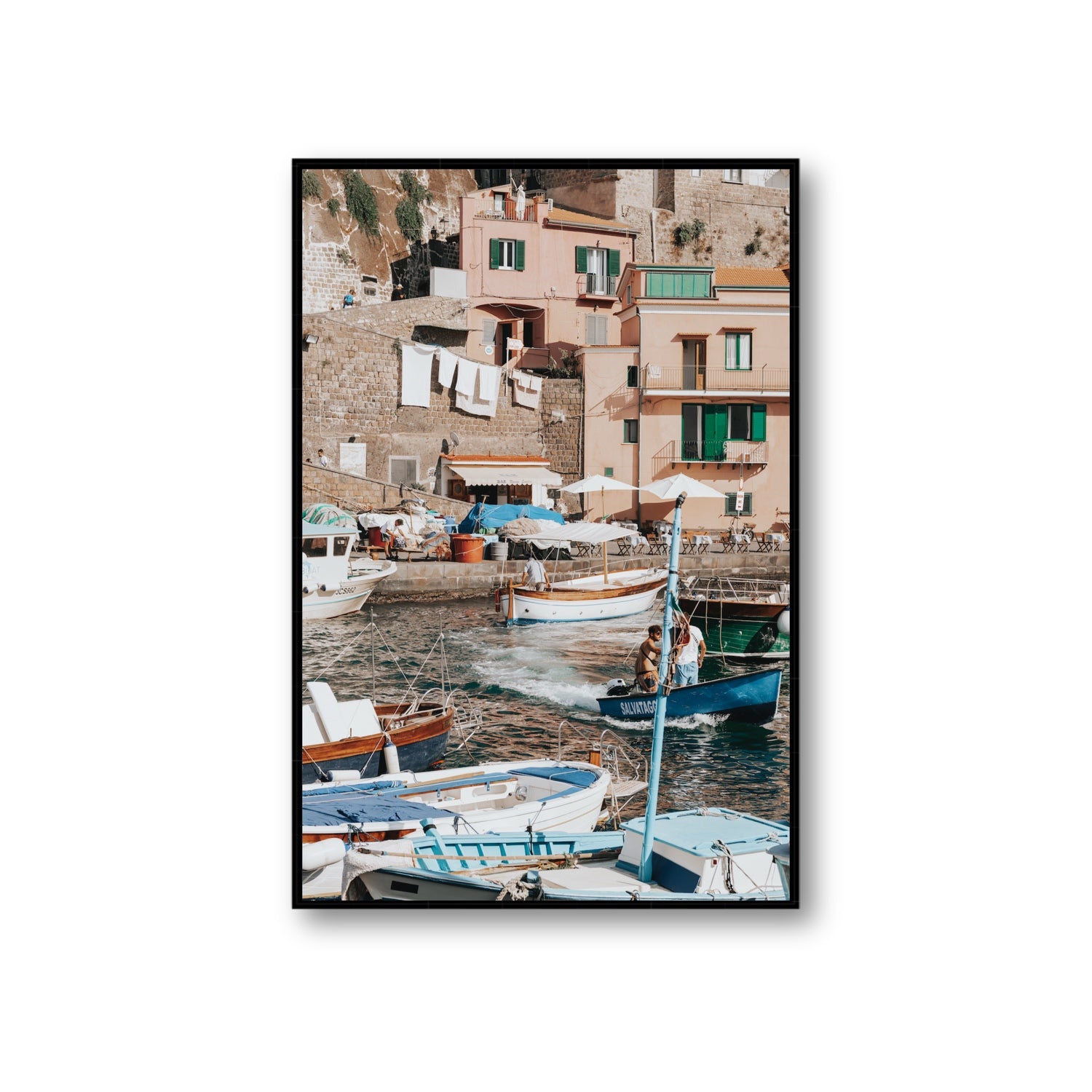 Coastal Carousel fine art print, Sorrento, Italy, Giant, Black Float Frame, Fine Art Canvas