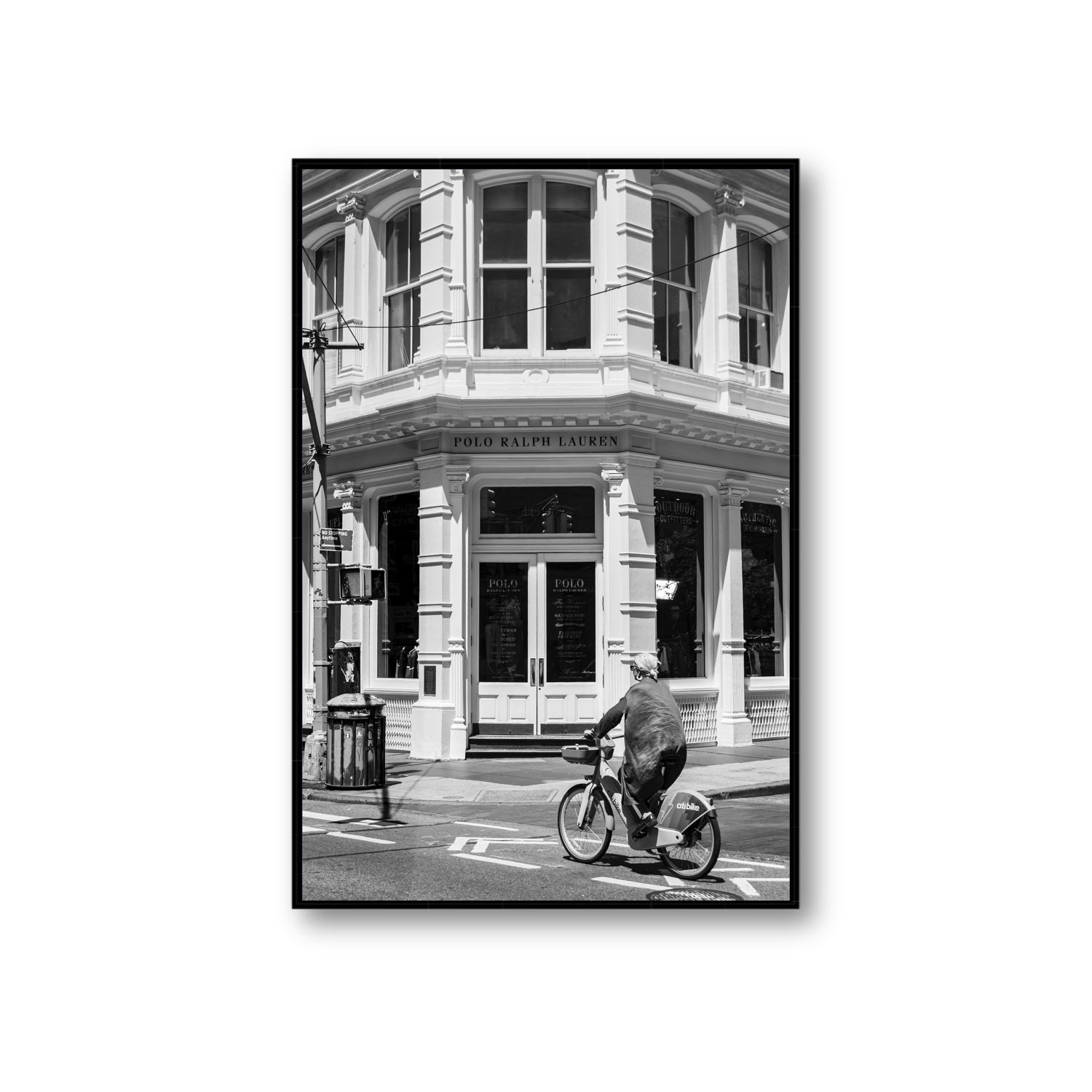 Downtown Rider New York NYC Black & White wall art Giant fine art canvas in black float frame