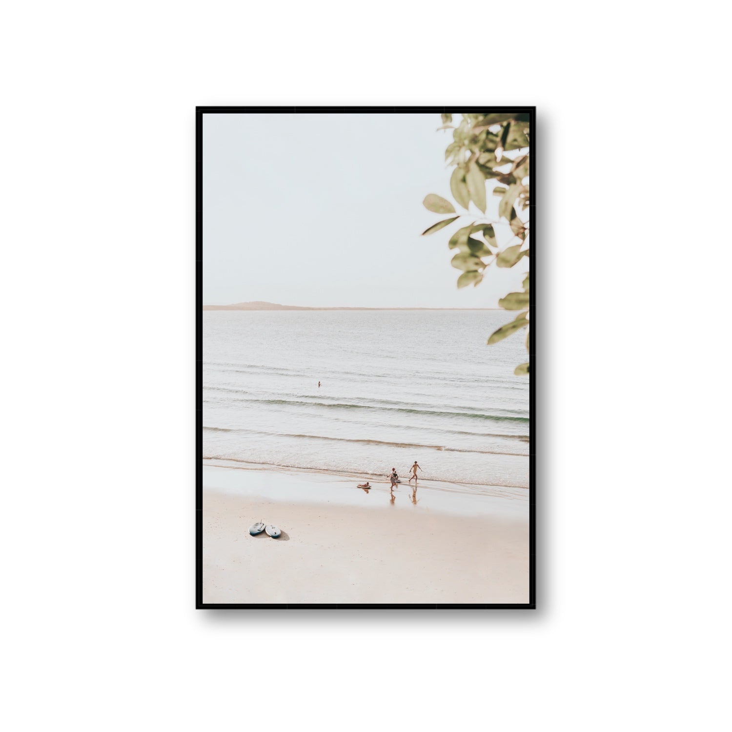 Walking On Sunshine fine art print, Noosa, Australia, coastal scenes artwork, Giant, Black Float Frame, Fine Art Canvas