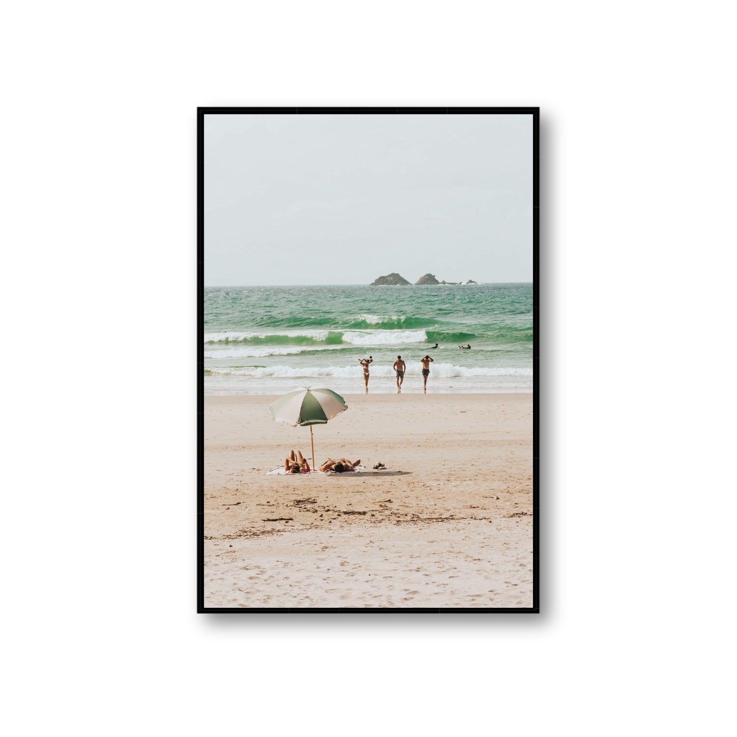 Escape The Ordinary Byron Bay coastal decor wall art Giant fine art canvas in black float frame