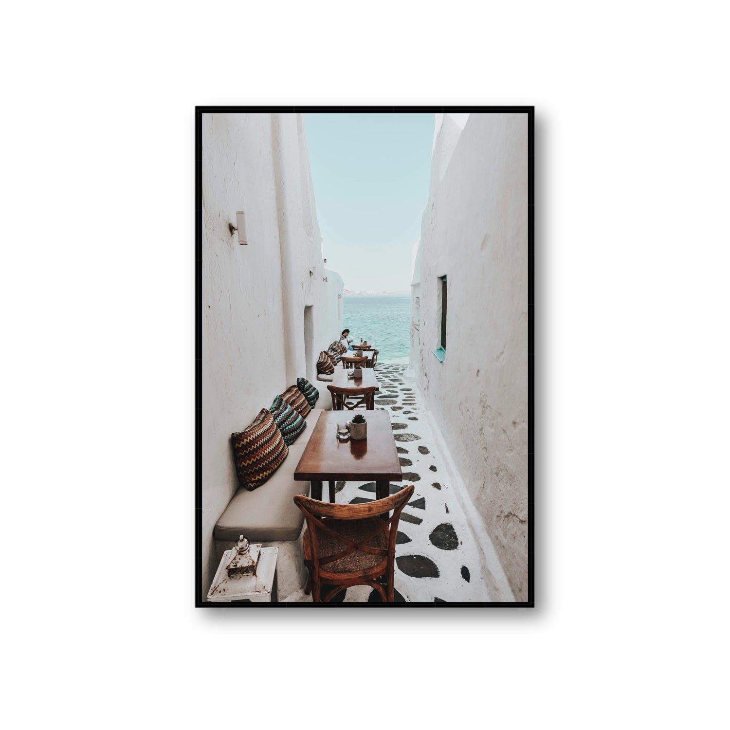 Trip Down Memory Lane fine art print, Mykonos, Greece, Giant, Black Float Frame, Fine Art Canvas