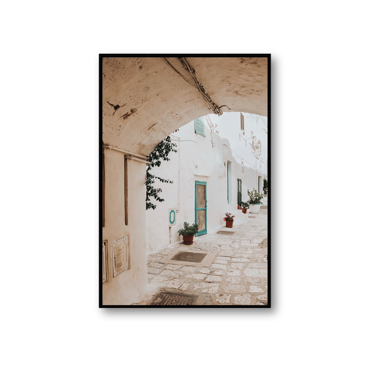 La Citta Bianca Puglia La Città Bianca wall art Giant fine art canvas in black float frame