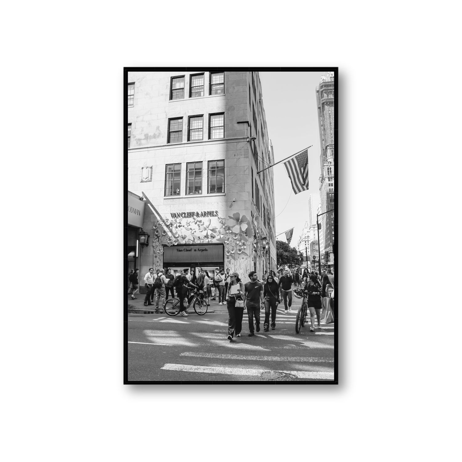Sidewalk Shuffle New York NYC Black & White wall art Giant fine art canvas in black float frame