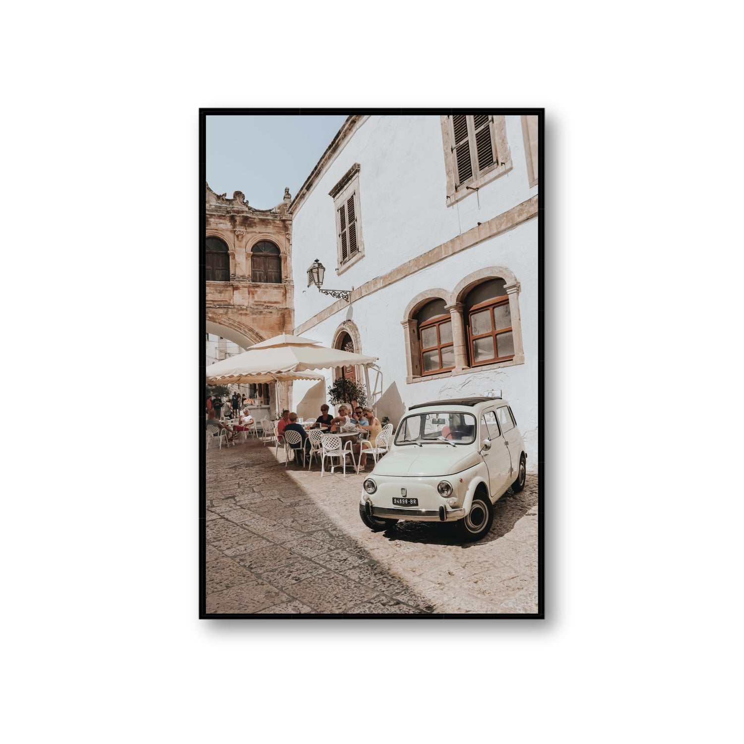 Piazza di Ostuni Puglia Italian wall art Giant fine art canvas in black float frame