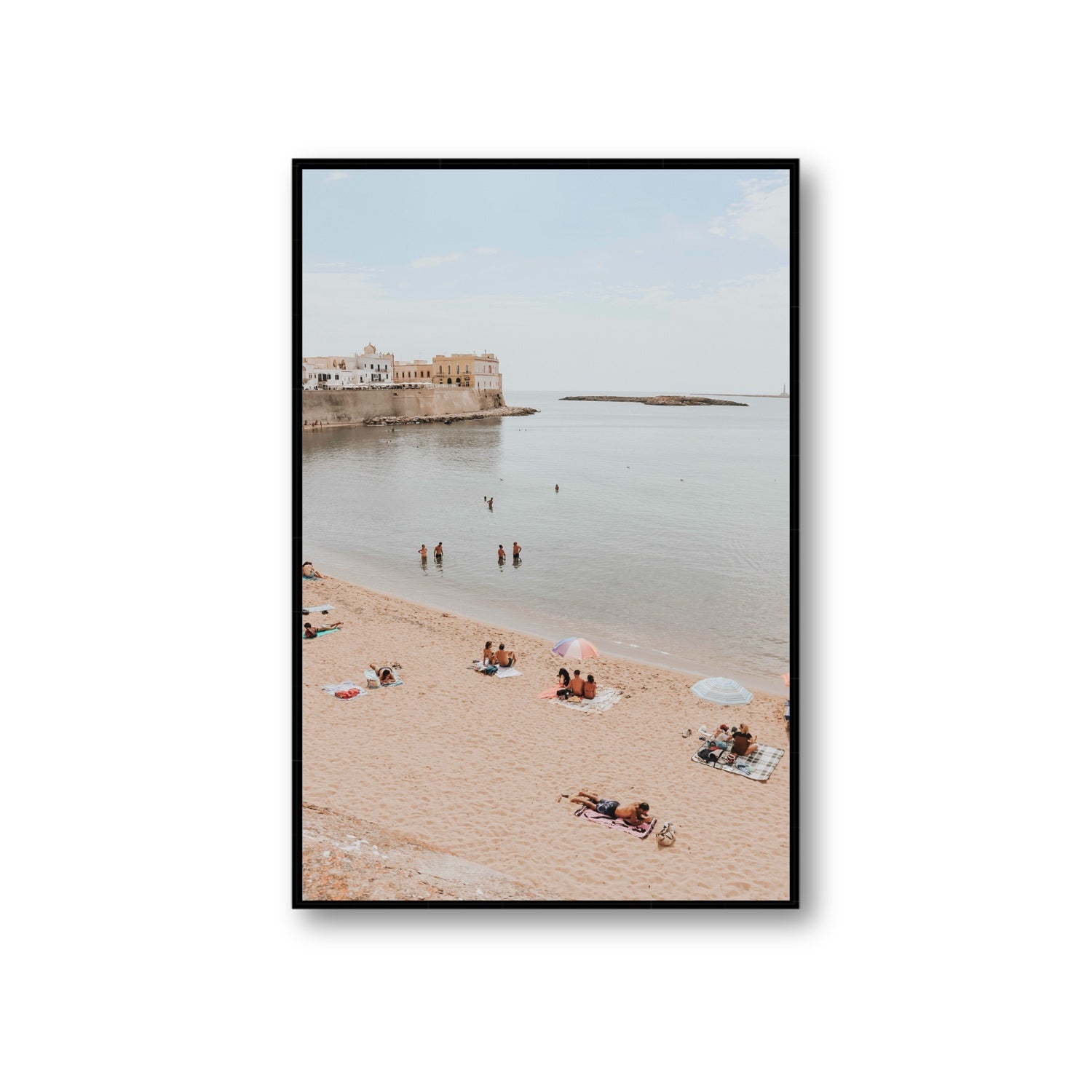 Spiaggia della Purita Puglia coastal art print Giant fine art canvas in black float frame
