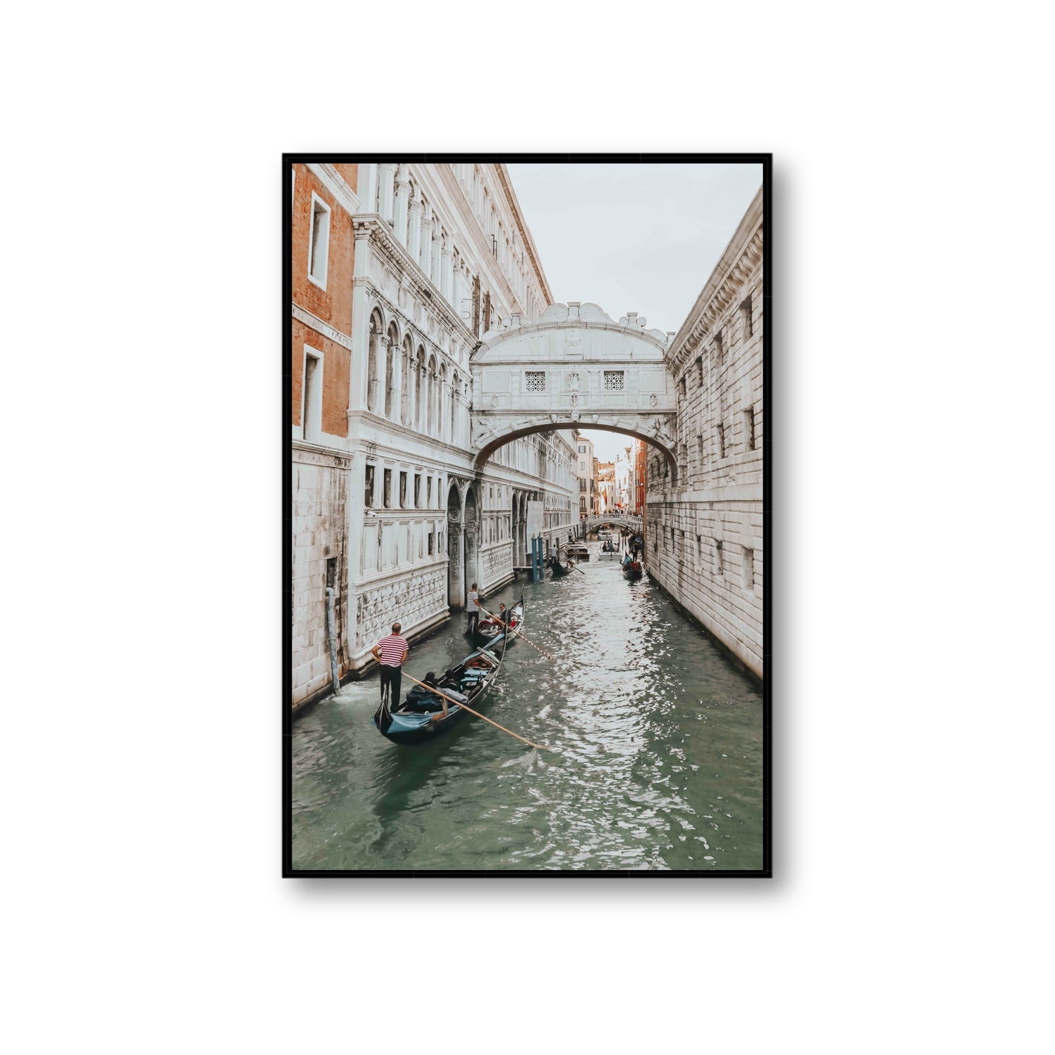 Bridge of Sighs Venice Gondola Italian wall art Giant fine art canvas in black float frame