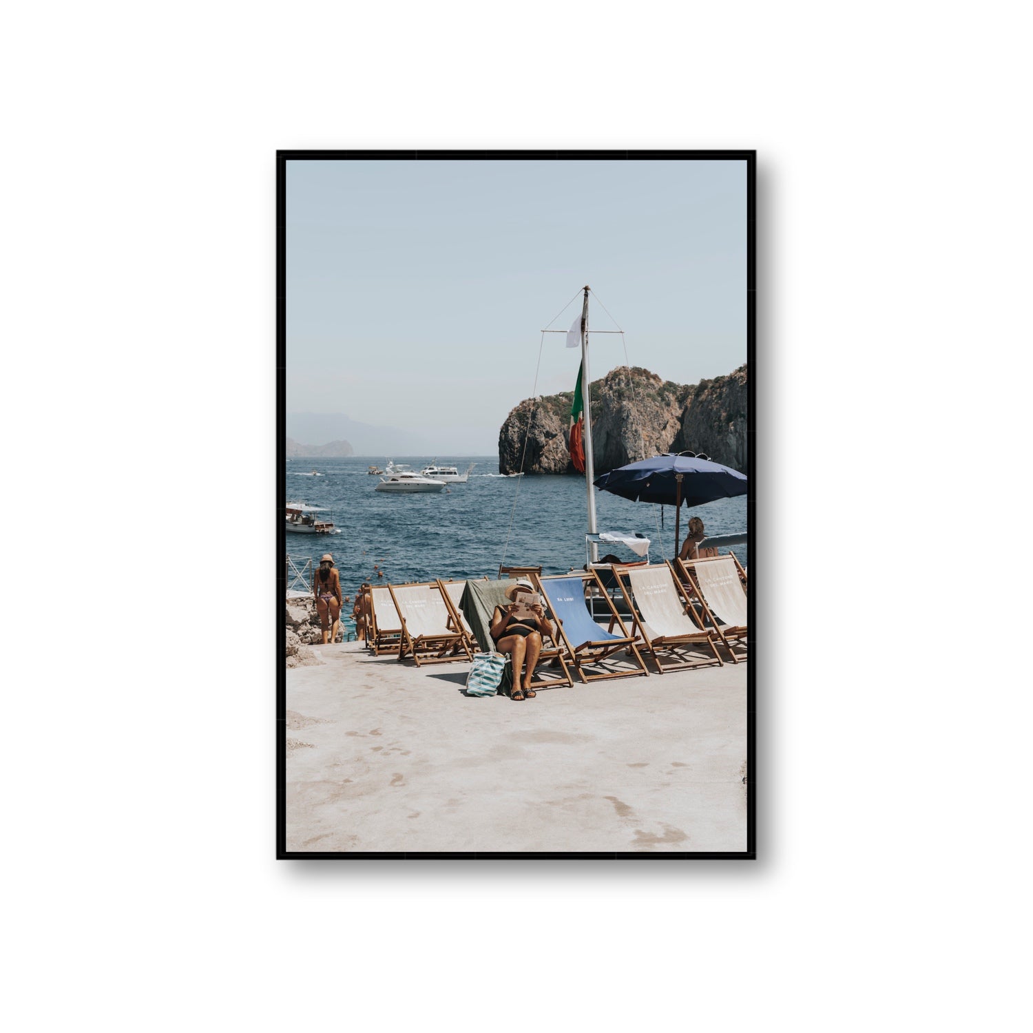 Vintage Sun Goddess fine art print, Capri, Italy, Giant, Black Float Frame, Fine Art Canvas