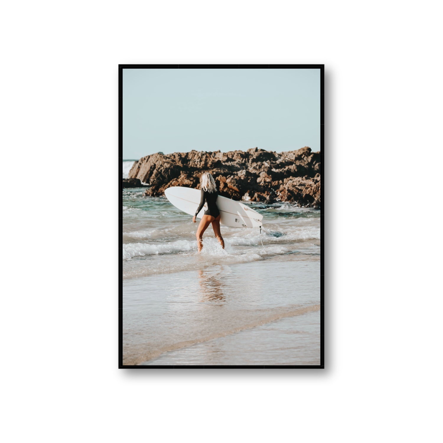 Bethany Byron Bay Surf coastal decor wall art Giant fine art canvas in black float frame
